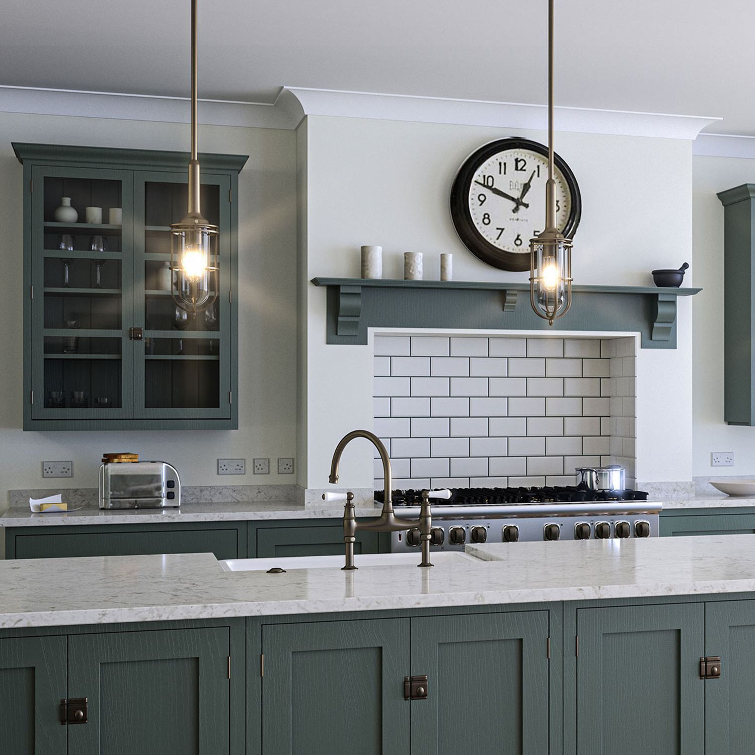 Hängelampe Bad verstellbar H: max. 152 cm Ø 14 cm IP44 E27 Drinnen, Küche, Innenarchitektur, Waschbeckenhahn, Mikrowelle