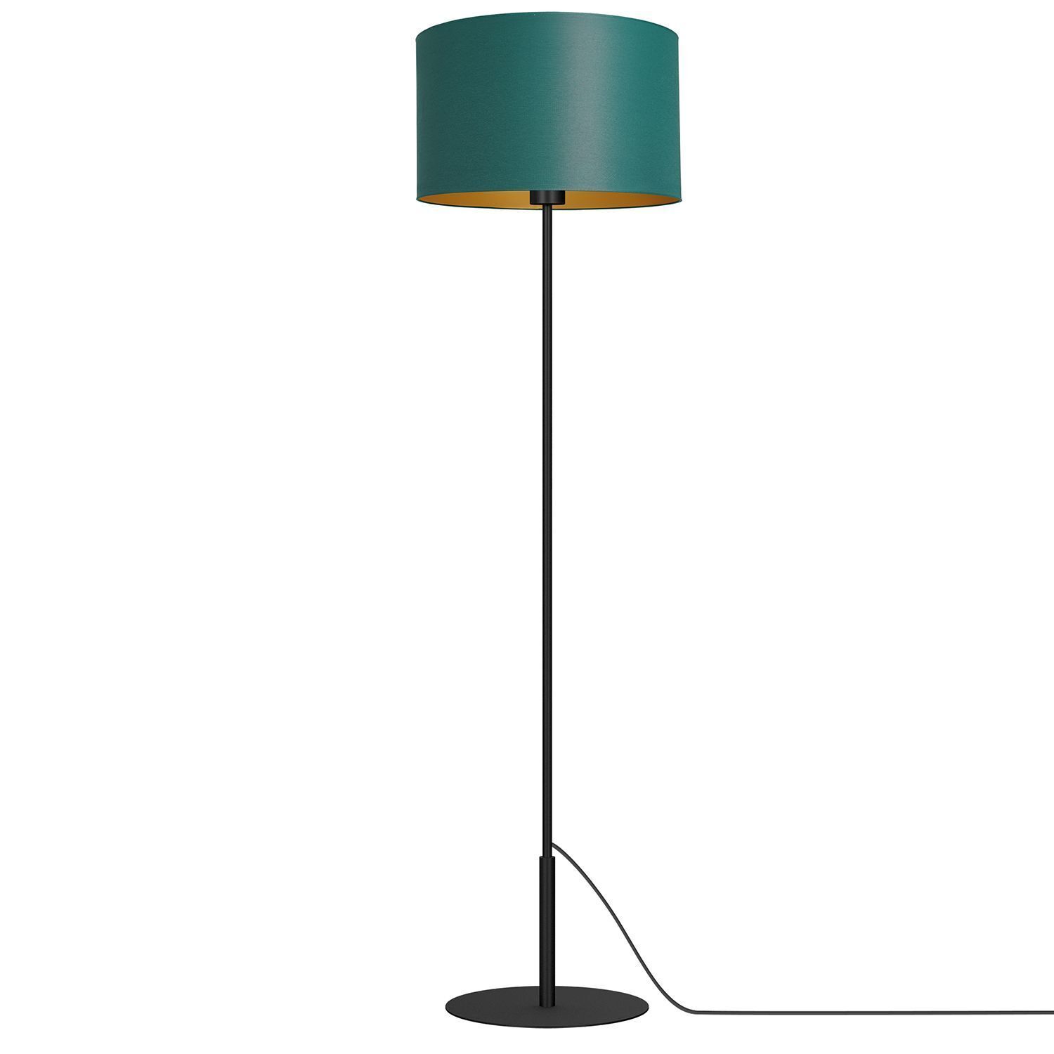 Kleine Stehlampe Metall Stoff 150 cm E27 in Petrol Gold