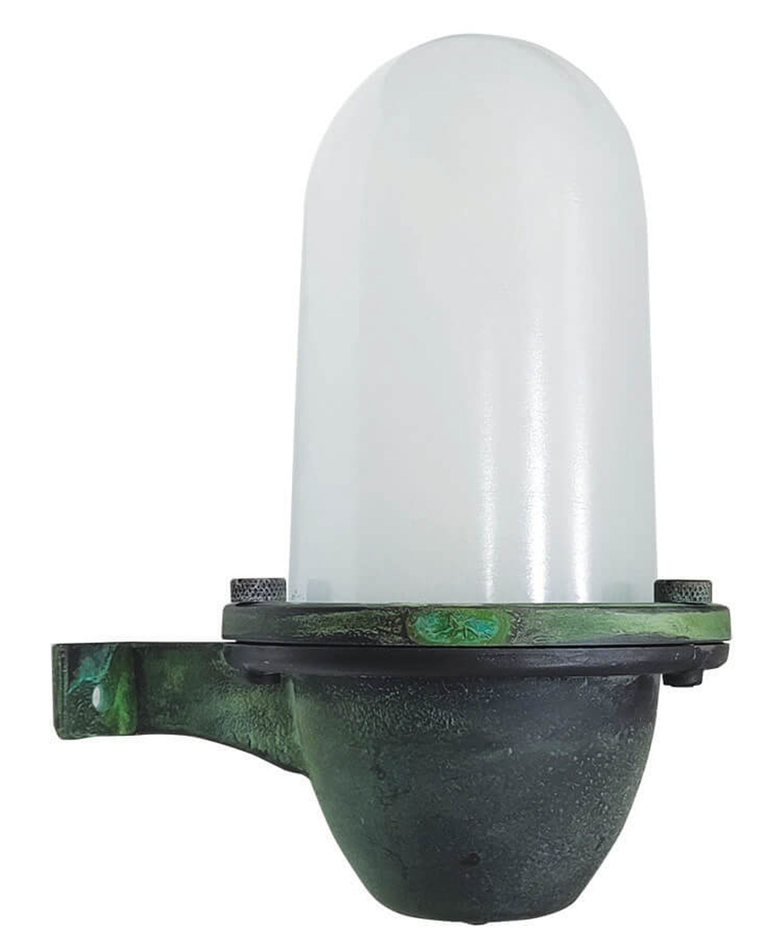 Außenleuchte Wand Messing Glas H: 21 cm IP64 Grün Antik