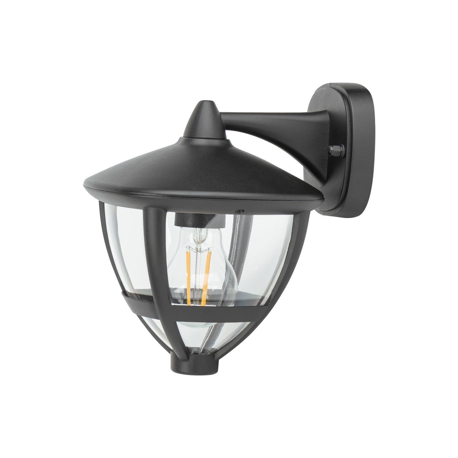Wandleuchte außen IP44 E27 Schwarz H: 23 cm dekorativ
