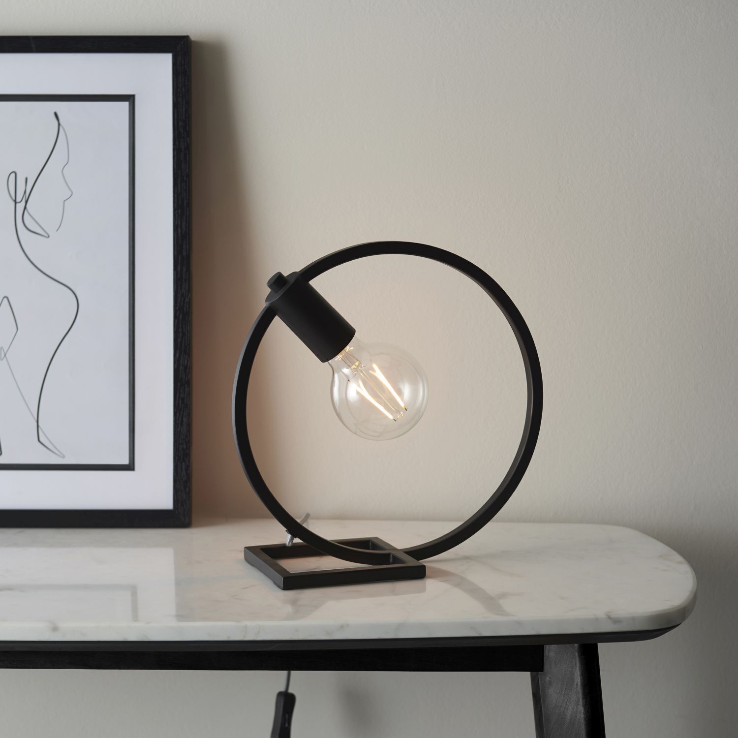 Tischlampe Metall 31,2 cm Schwarz rund Modern für E27