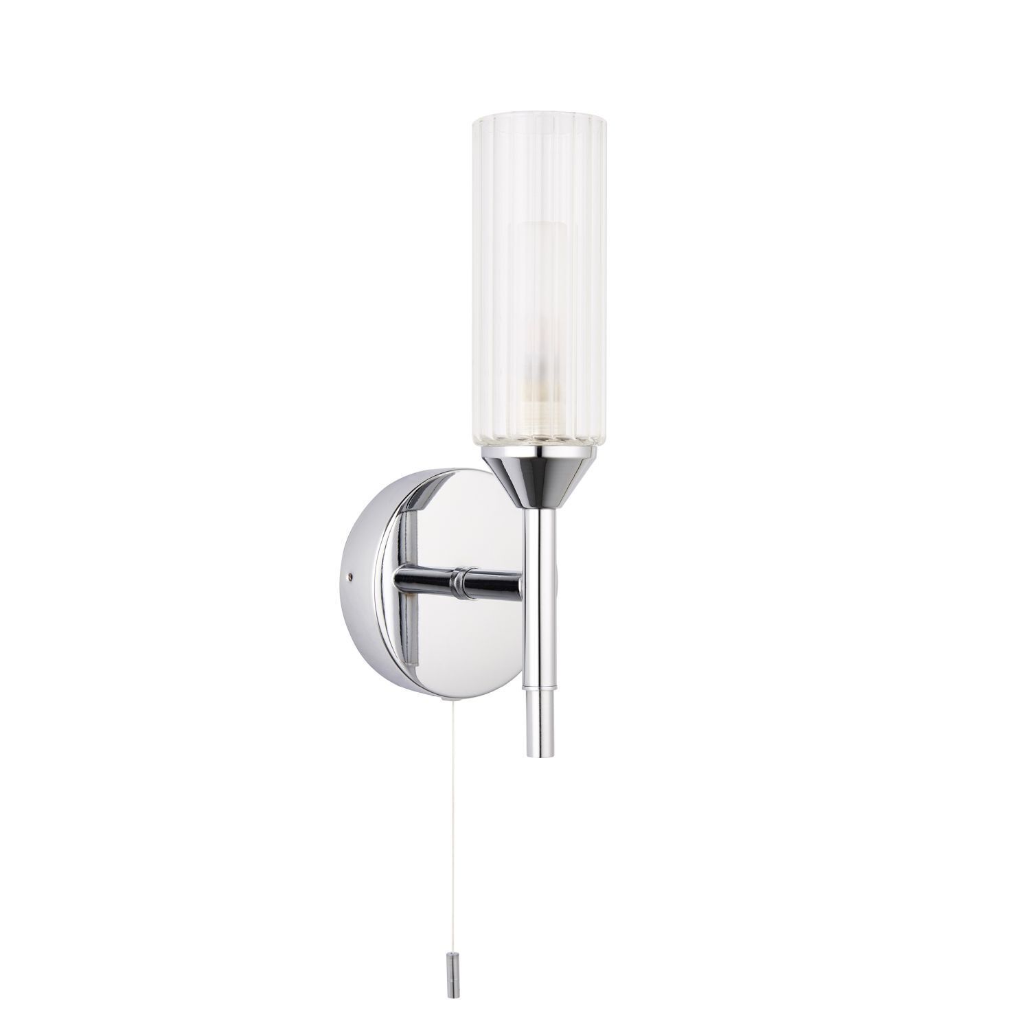 Wandleuchte mit Schalter IP44 Chrom Weiß Glas Metall Bad G9