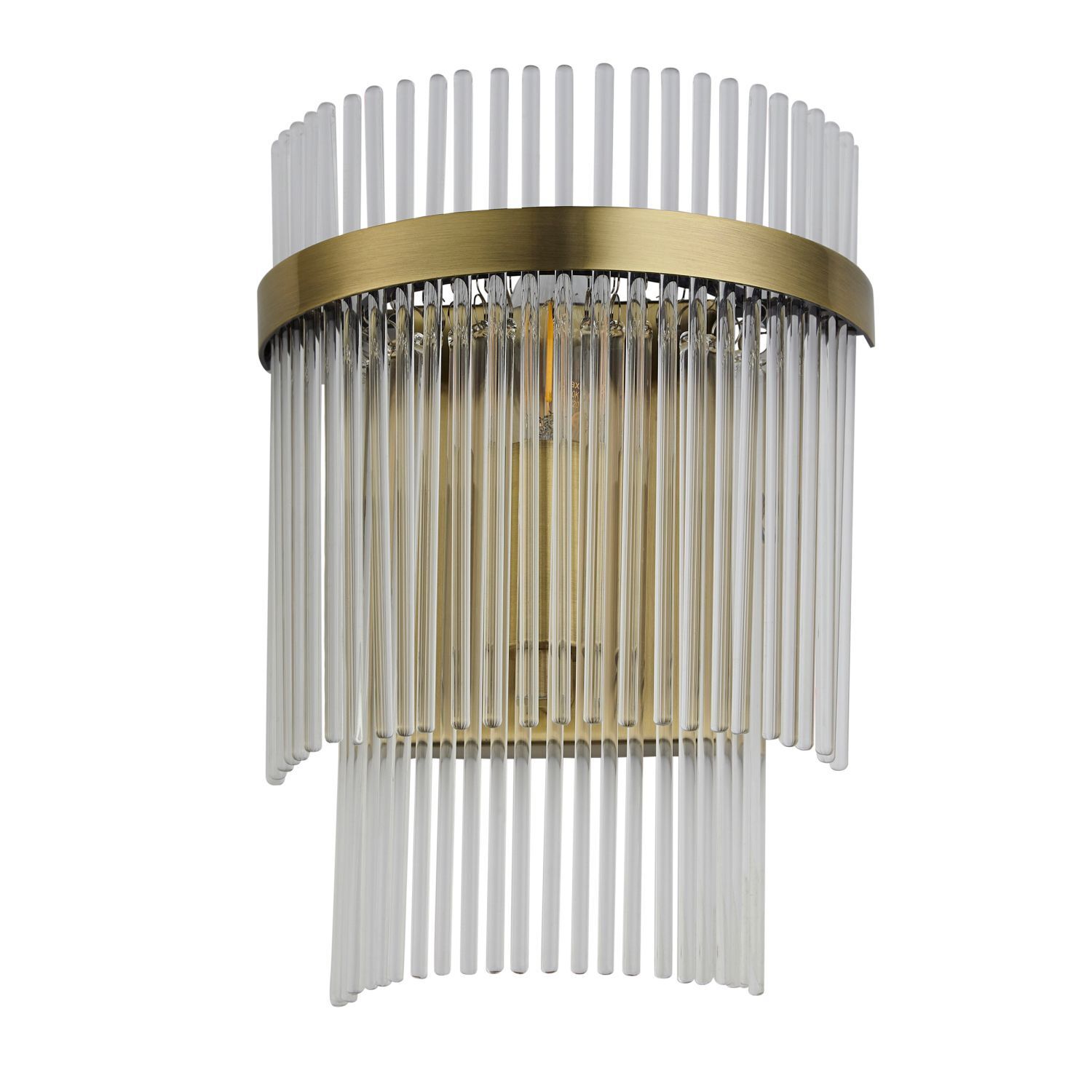 Wandlampe Glas Metall H: 27,6 cm klein in Messing antik E14