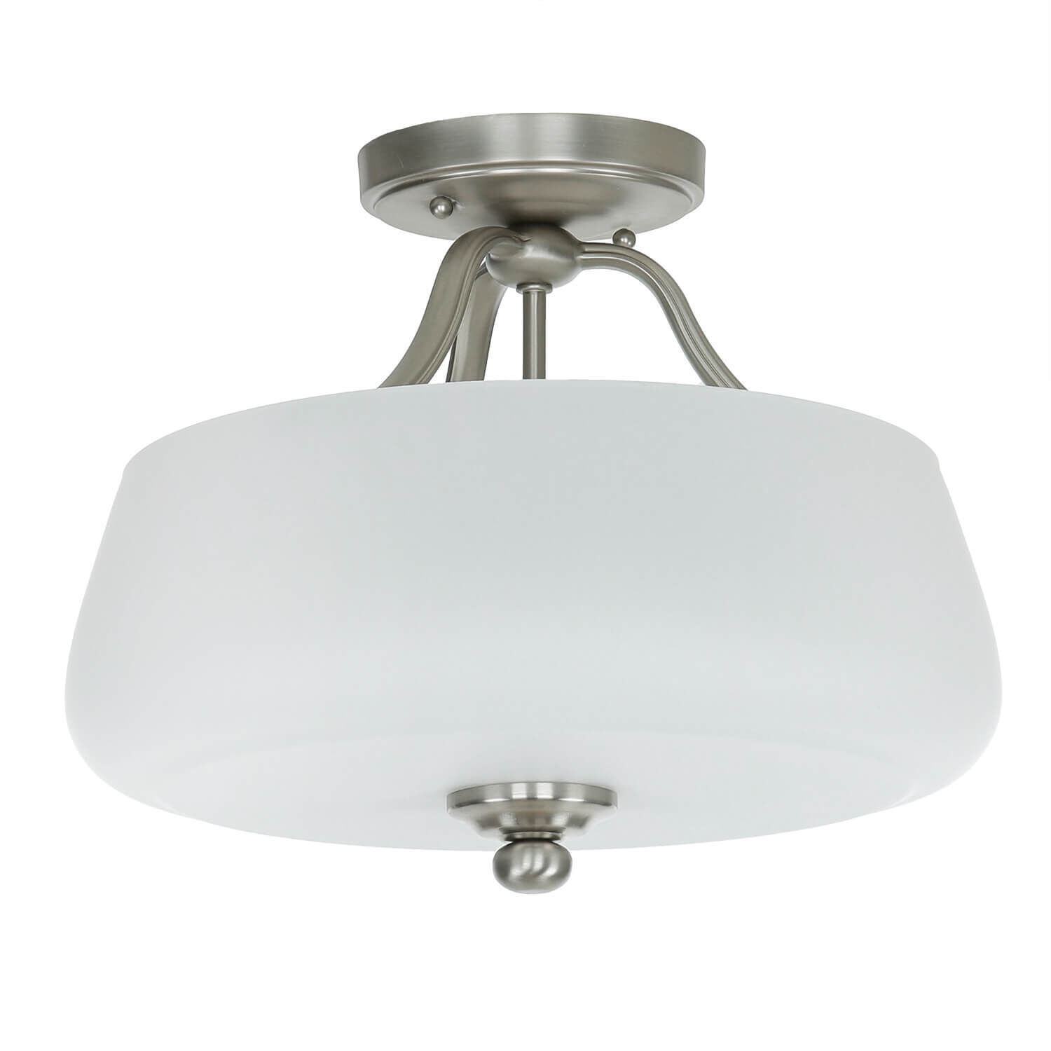 Deckenleuchte E27 Weiß Nickel Ø37cm Glas Metall Leuchte, Deckenleuchte, Deckenventilator, Gerät, Elektrisches Gerät