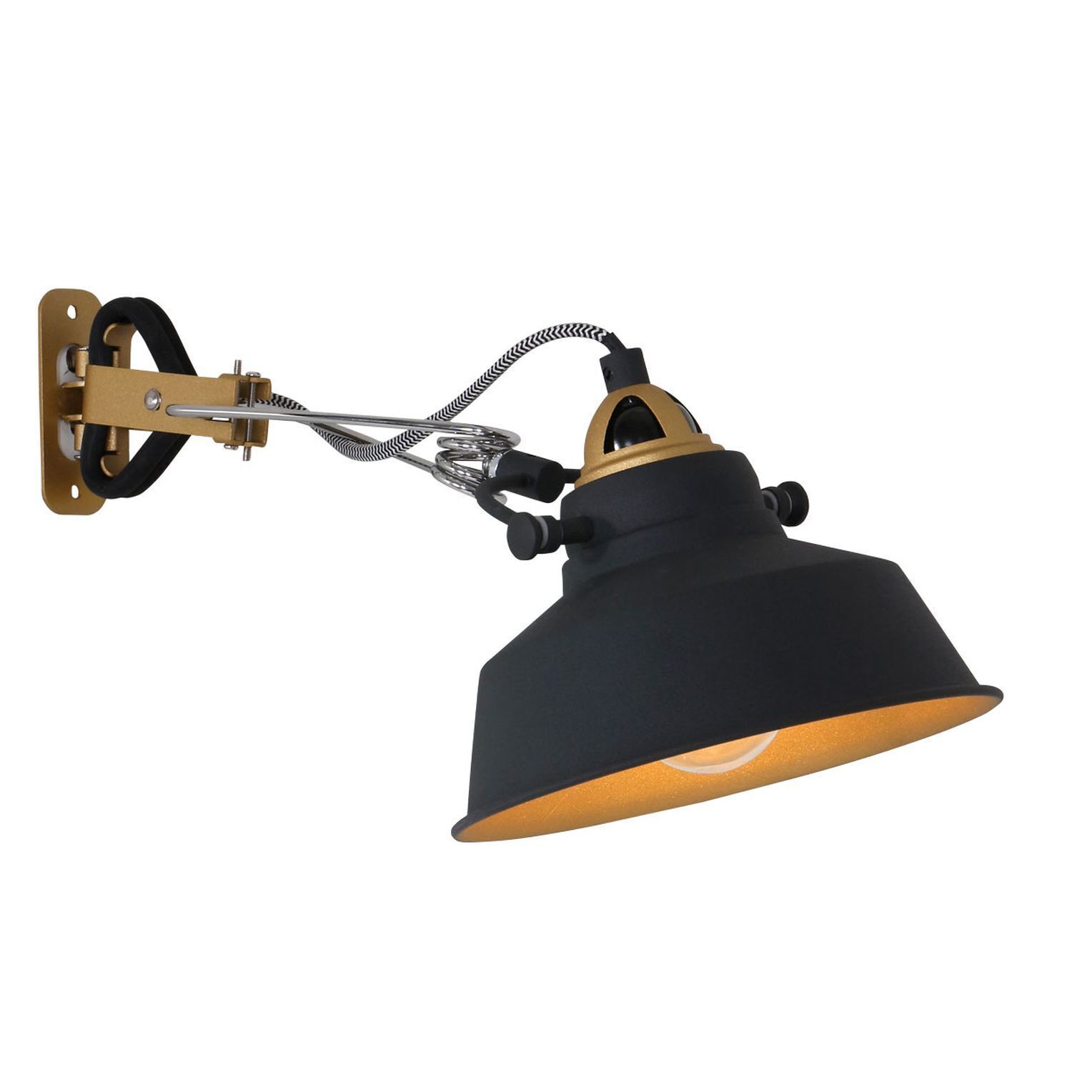 Wandstrahler mit Stecker Metall T:36 cm E27 beweglich