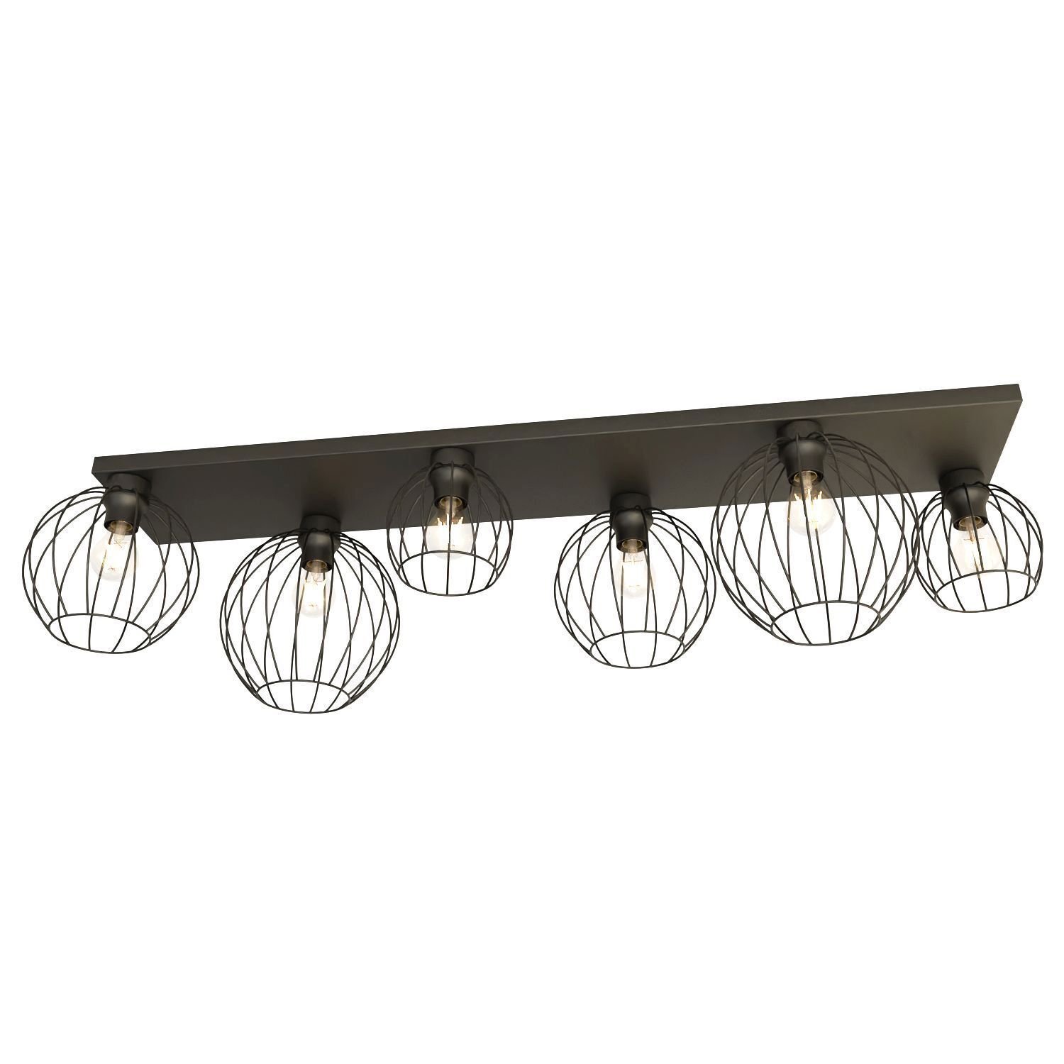 Deckenleuchte Schwarz Draht E27 6-flammig 115 cm Retro