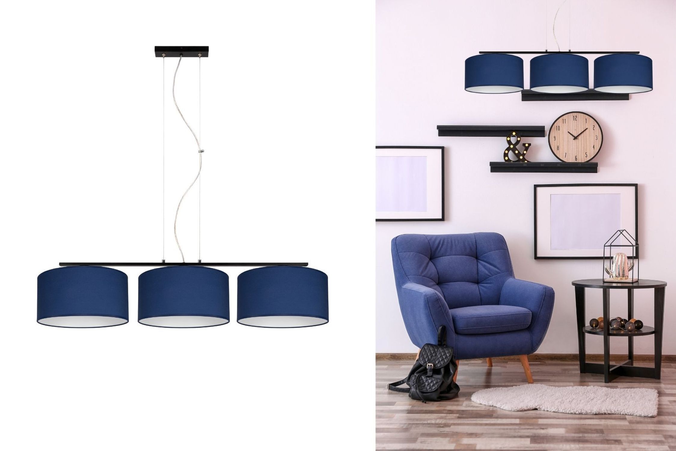 Blendarme Hängelampe Stoff Schwarz Blau E27 L:100 cm Lampe, Mobiliar, Klebeband, Stuhl, Kronleuchter