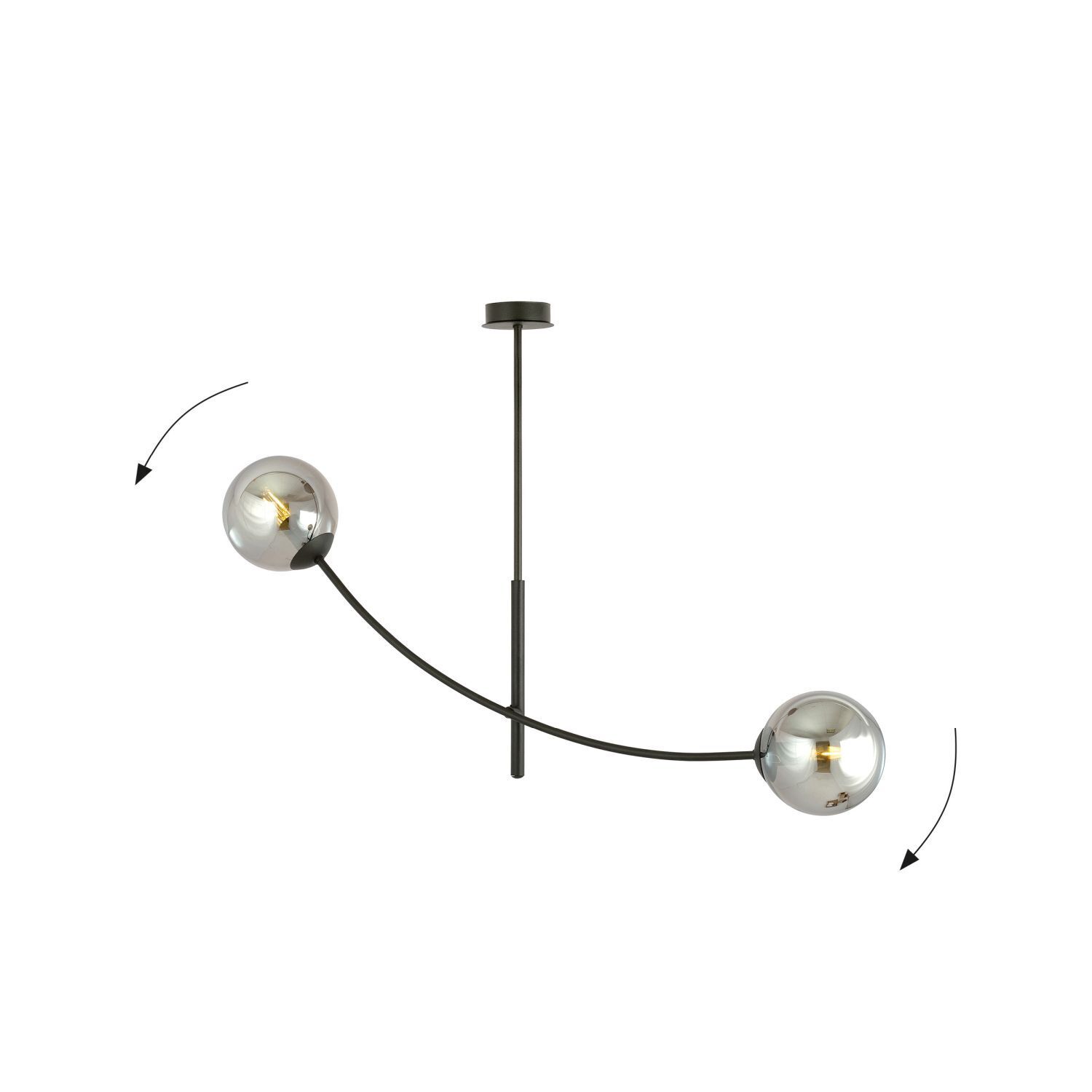 Deckenlampe Rauchglas Metall L: 83 cm schwenkbar E14 2-flammig