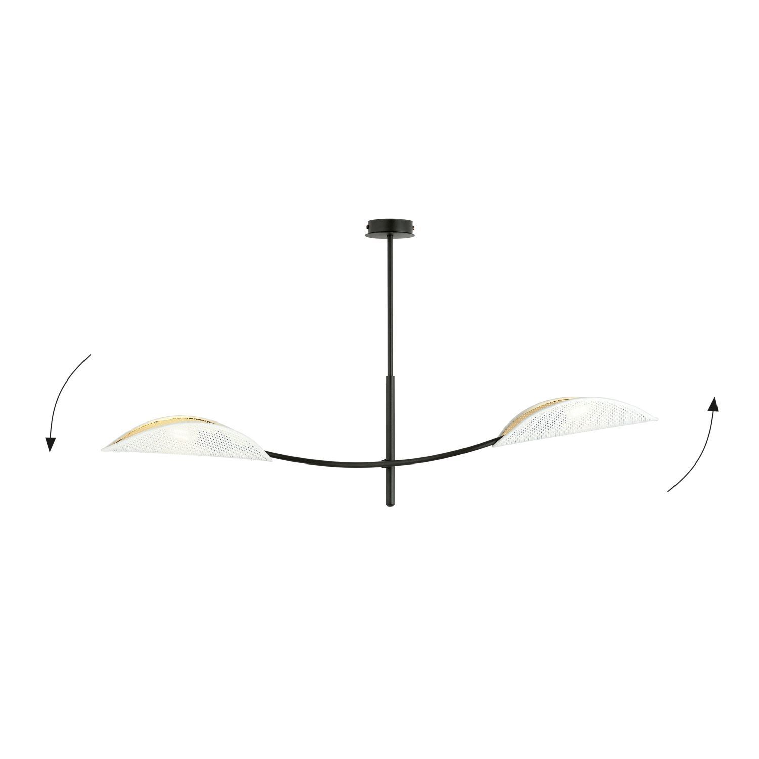 Deckenleuchte Weiß Gold Schwarz L: 103 cm drehbar 2x E14