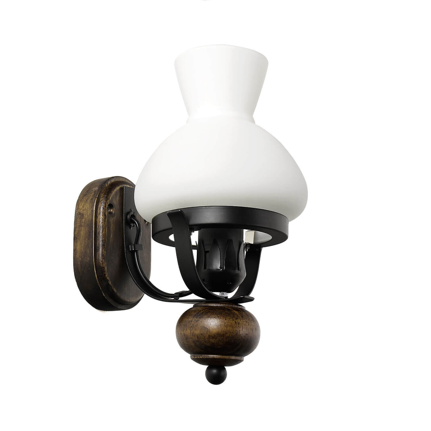 Urige Wandlampe Holz Glas E27 Landhaus Stil Leuchte, Lampe, Bronze, Leuchter