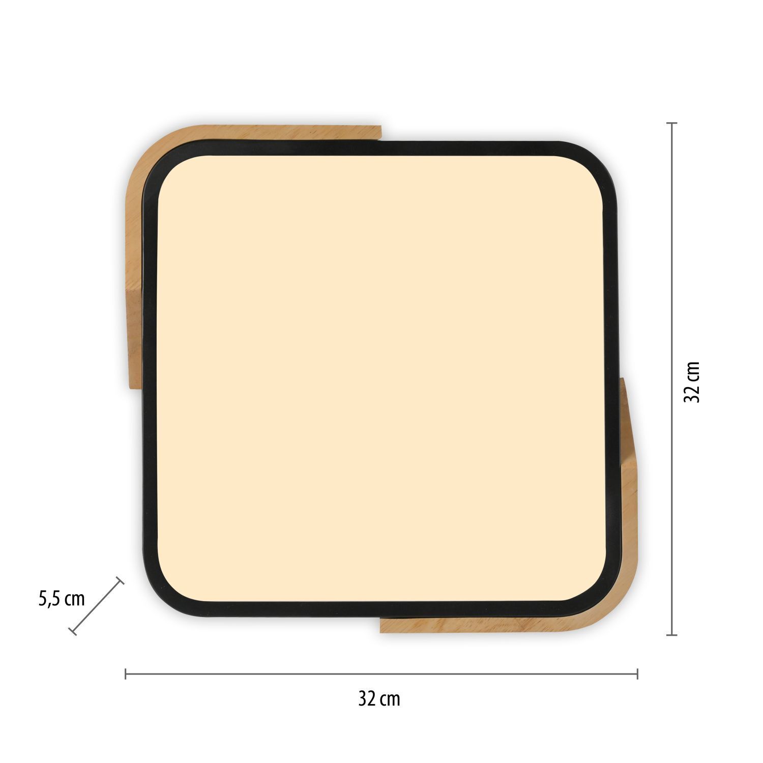 LED Deckenleuchte Holz L:32 cm Schwarz Natur 3000 K
