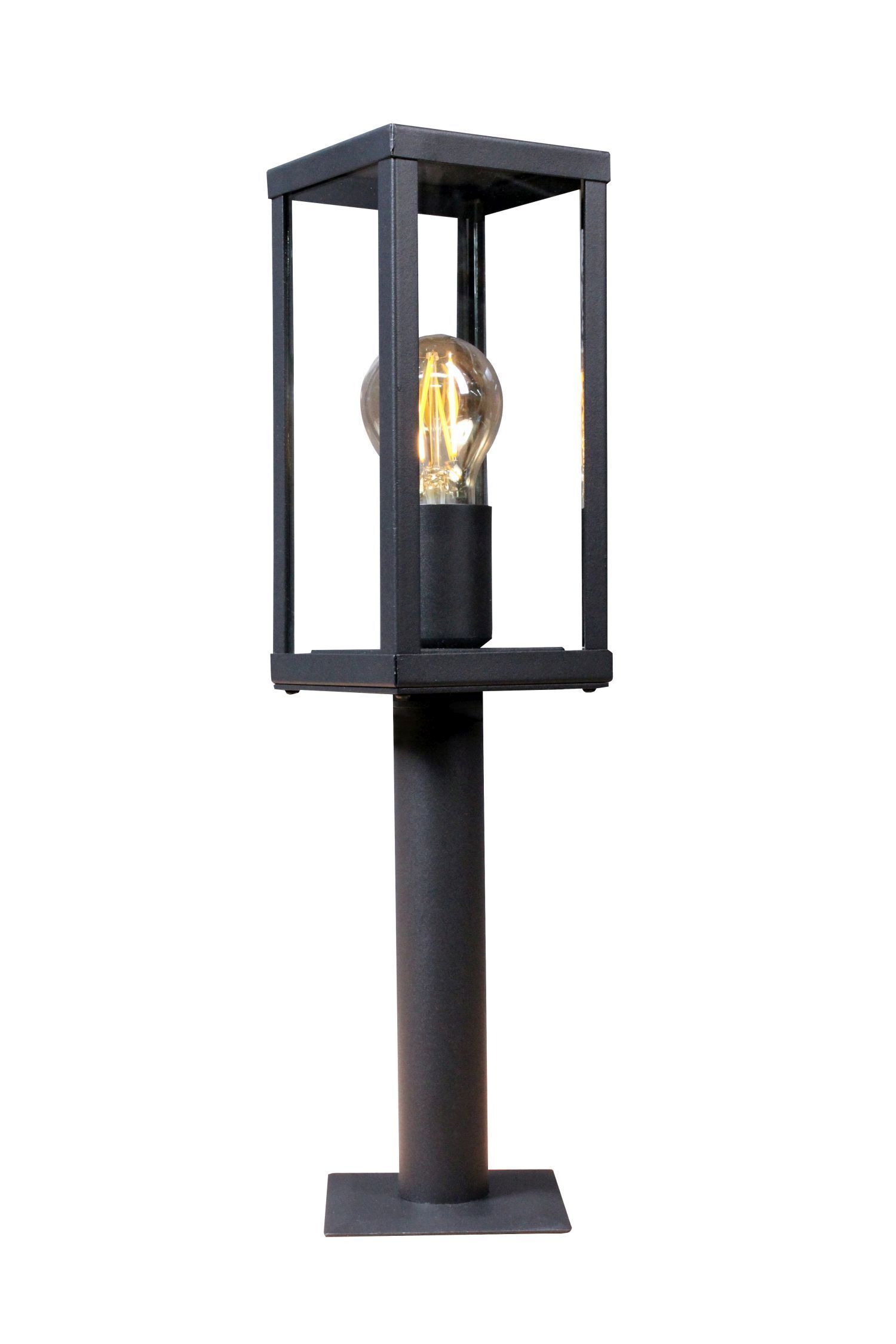 Wegeleuchte Vintage Schwarz Holz 50 cm klein IP44 E27