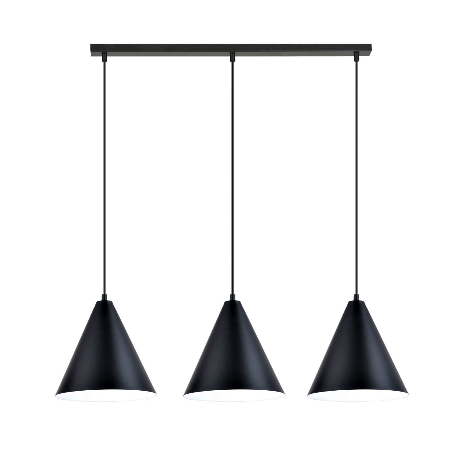 Hängelampe Metall L: 92 cm Schwarz Weiß E27 3-flammig