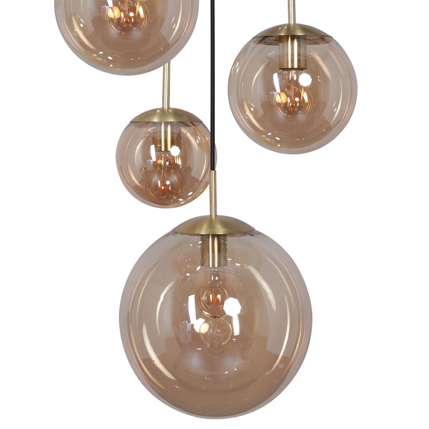 Runde Pendelleuchte Glas in Bernstein Ø60 cm E27 Modern