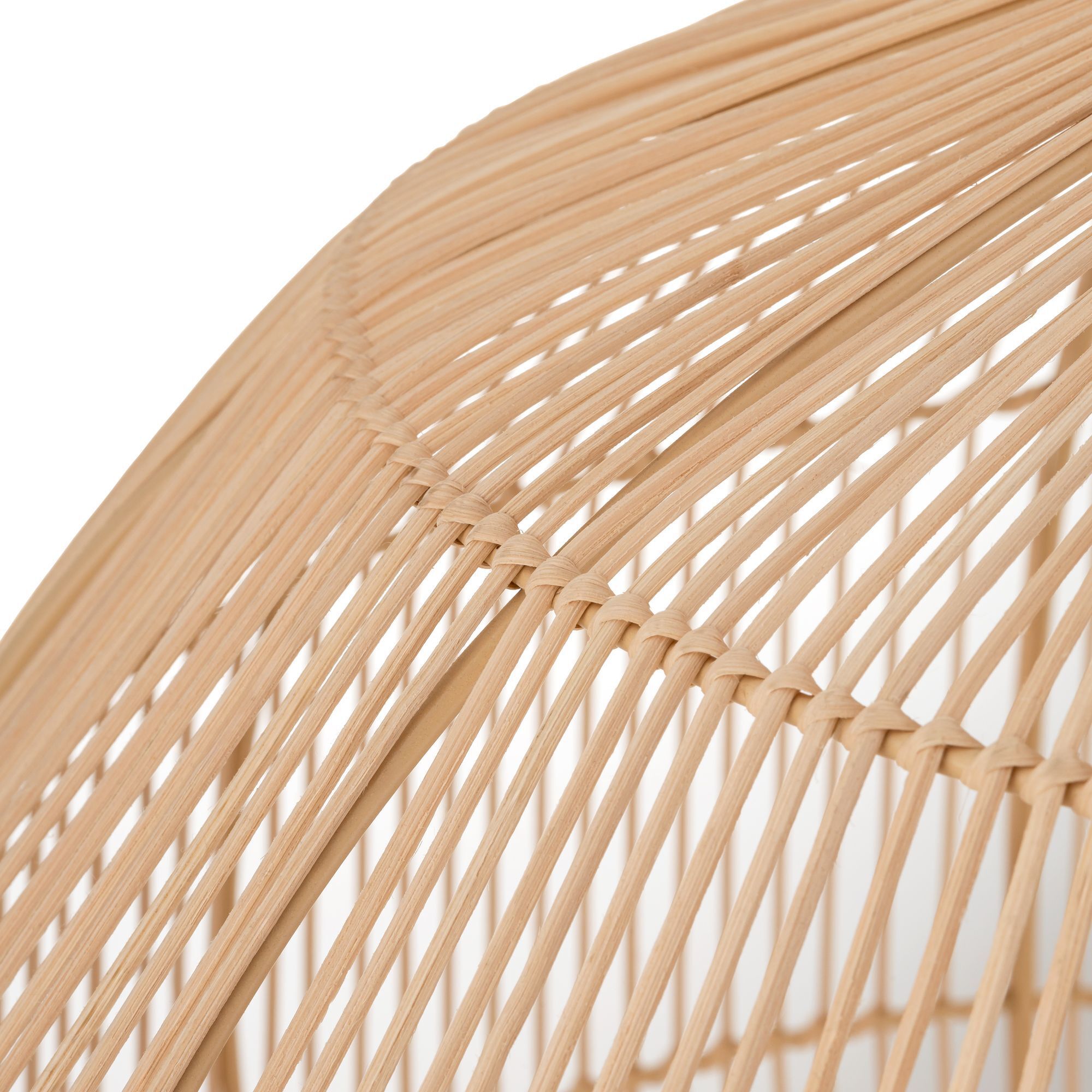Pendelleuchte E27 Bambus Naturholz Ø53,5 cm verstellbar Rattan, Lampenschirm, Geflecht, Naturfarben, Gewebt