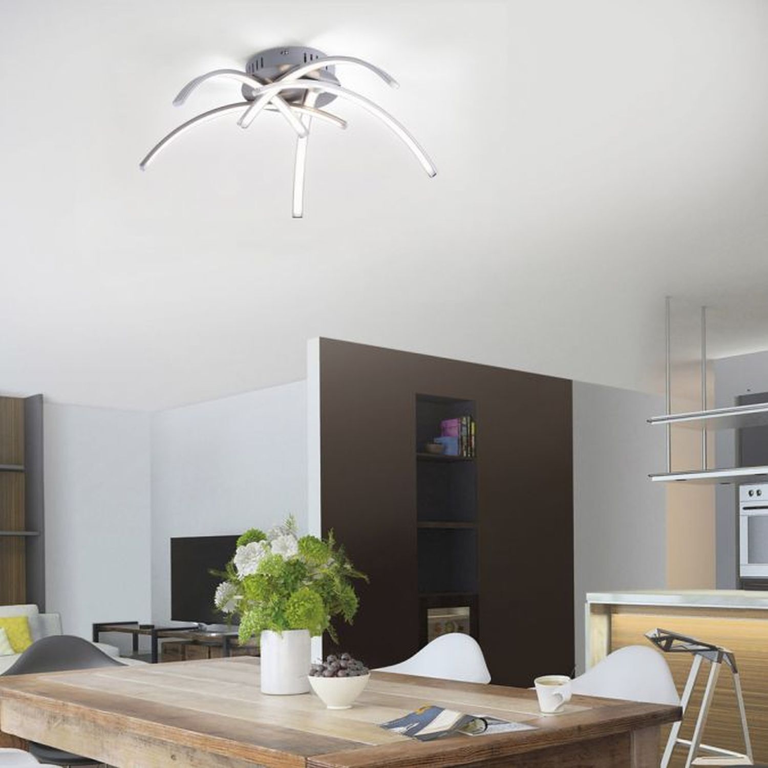 LED Deckenleuchte Metall in Stahl 3000 K 445 lm L:47 cm Drinnen, Innenarchitektur, Pflanze