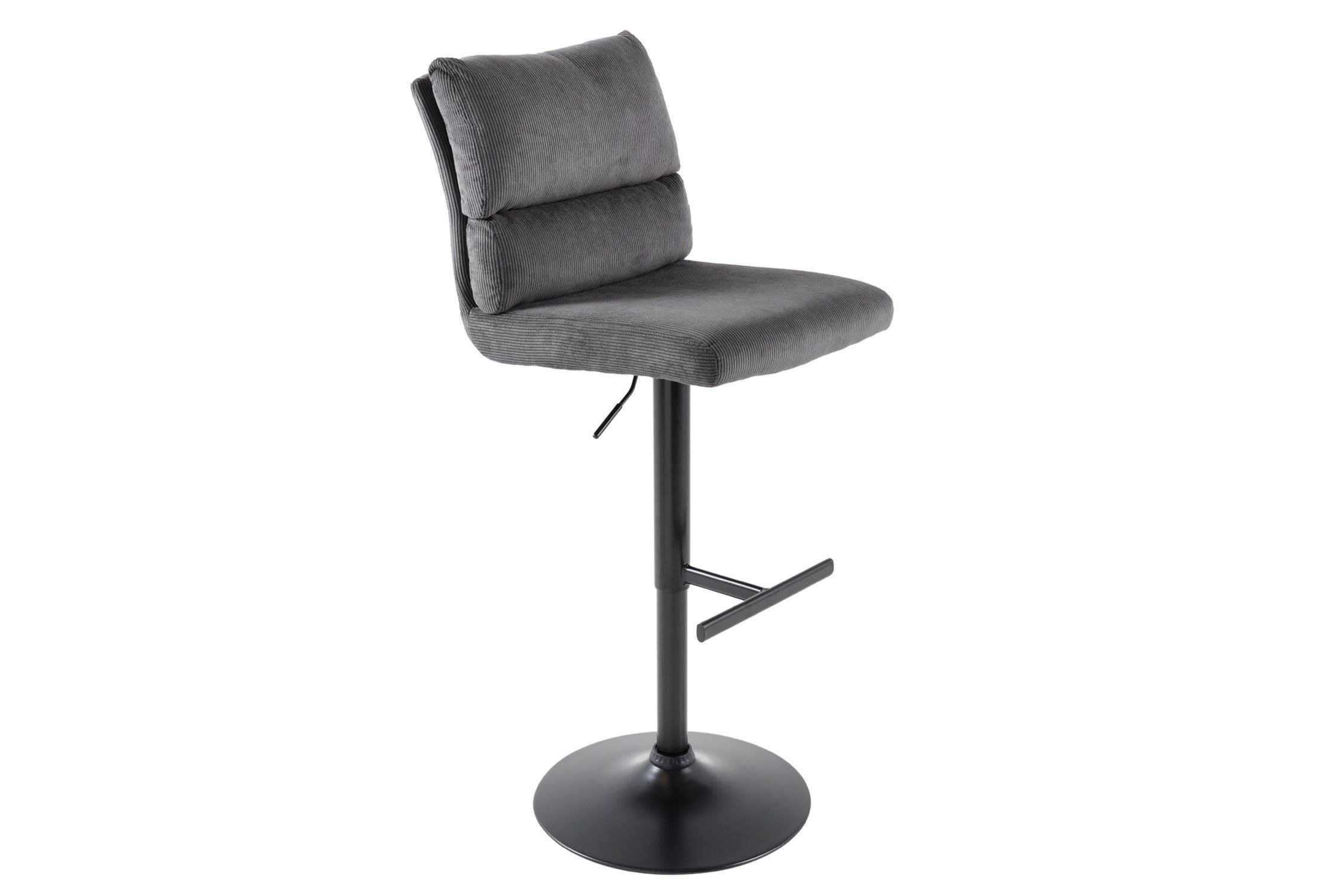 Barstuhl höhenverstellbar Cord Metall Grau Schwarz drehbar