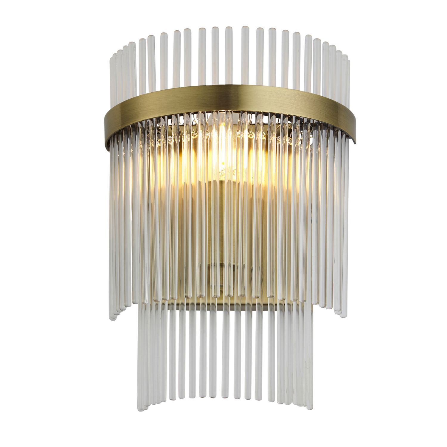 Wandlampe Glas Metall H: 27,6 cm klein in Messing antik E14