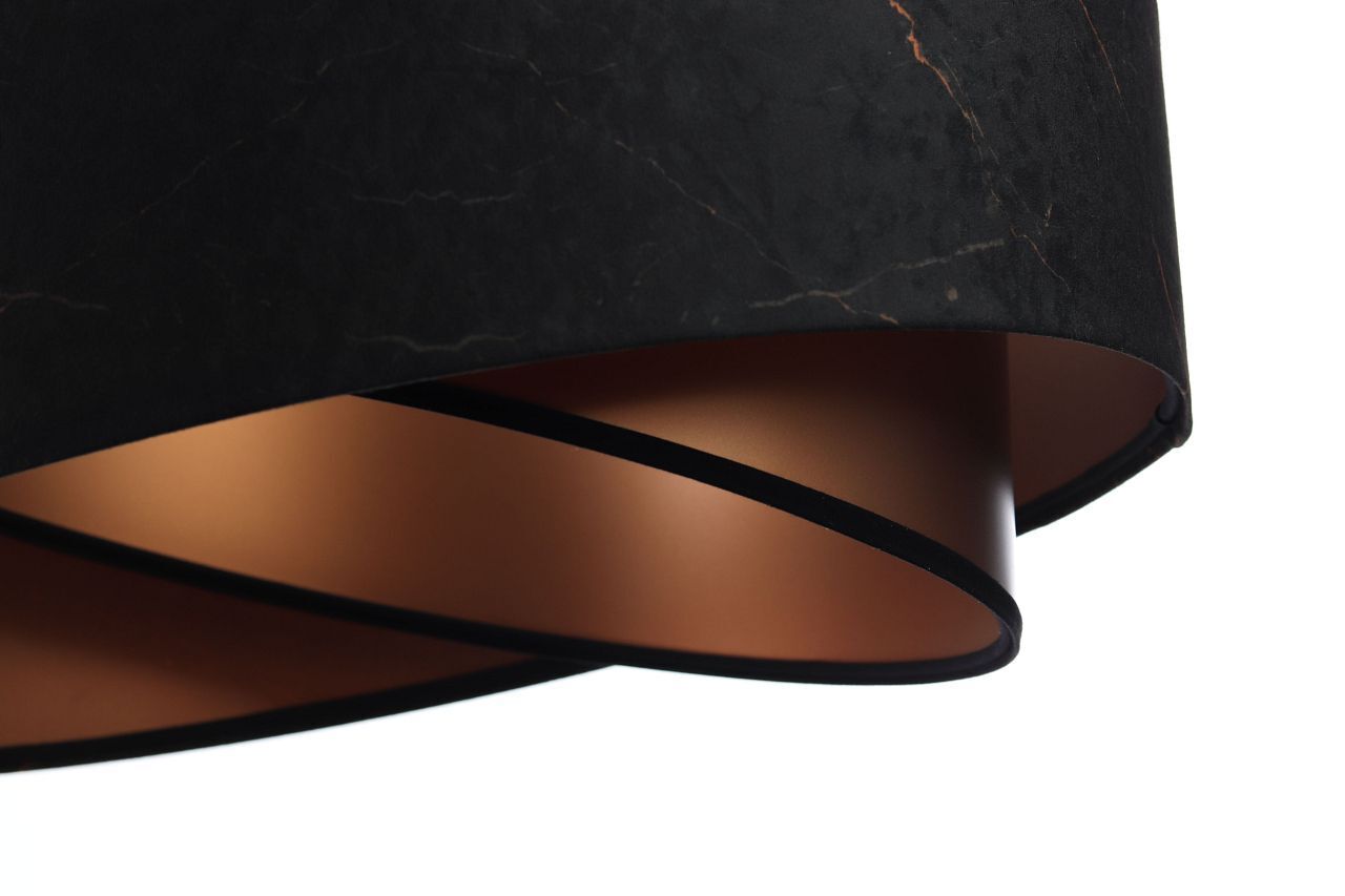 Pendelleuchte rund Stoff D: 50 cm E27 in Schwarz Kupfer Lampe, Lampenschirm