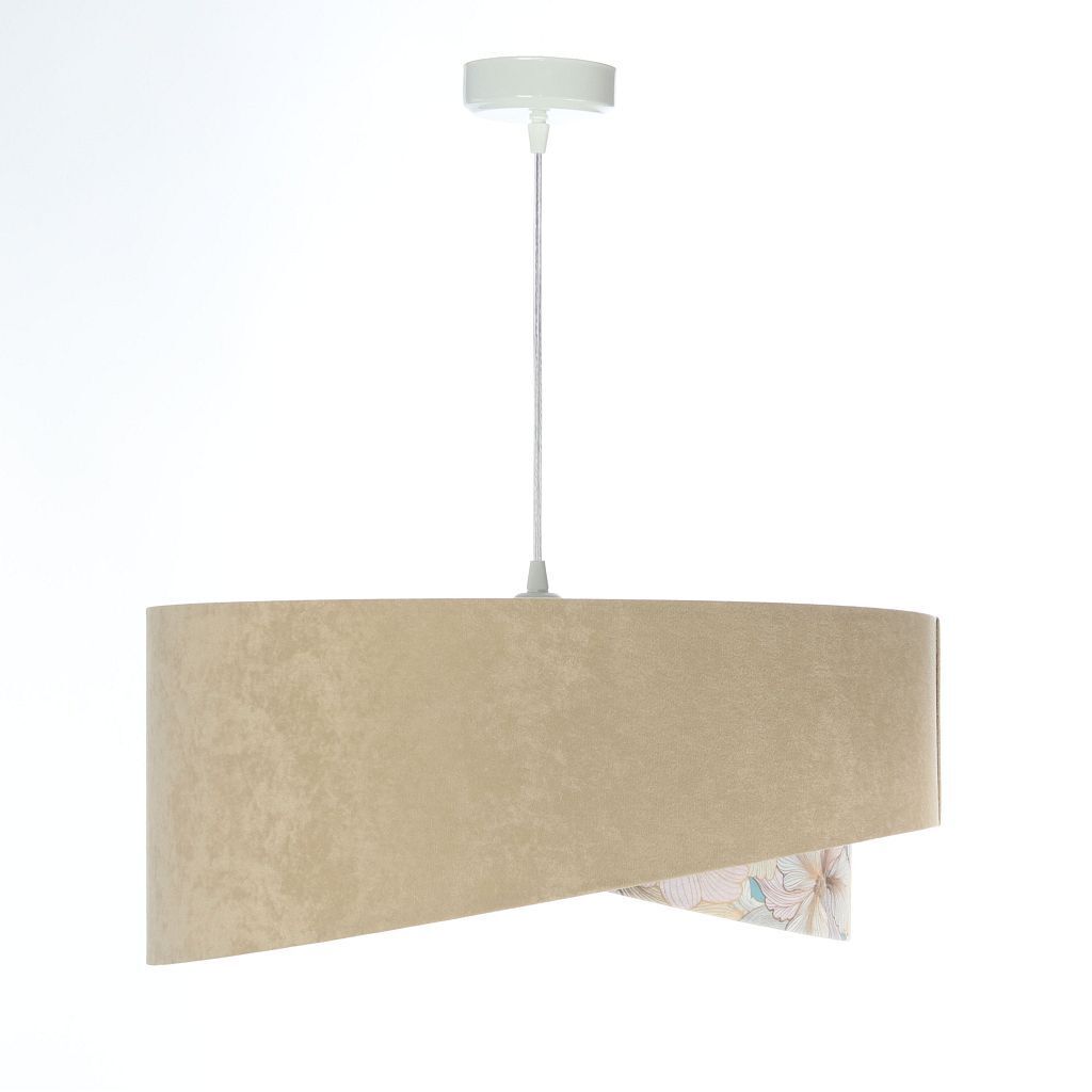 Pendelleuchte Stoff Ø 50 cm rund Velours Optik Beige Creme