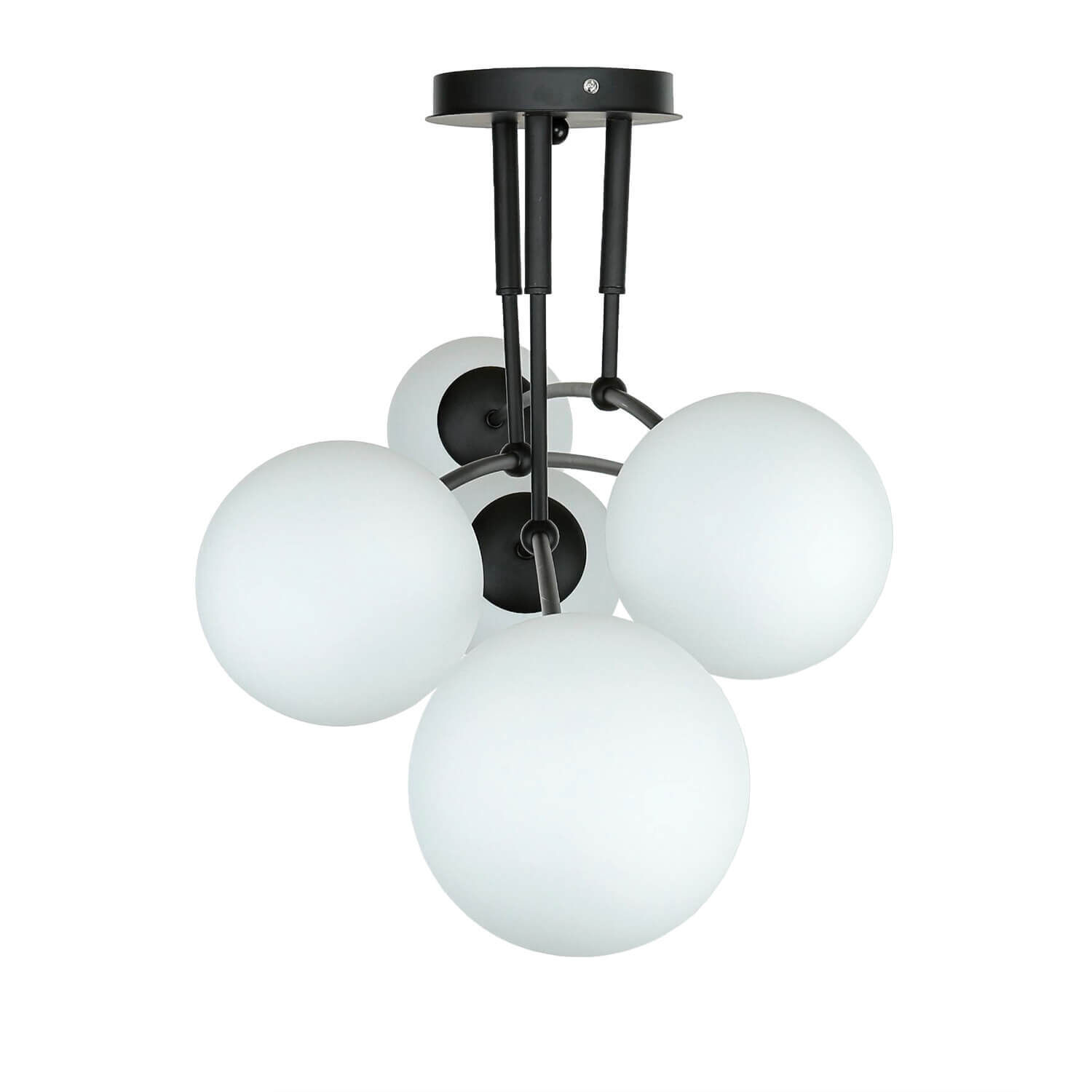 Deckenlampe Schwarz Weiß 6x E14 Modern Metall Glas
