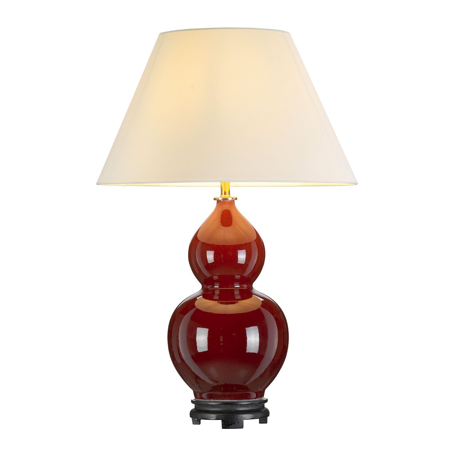 Tischlampe Keramik Stoff 64 cm in Rot Ecru Klassisch