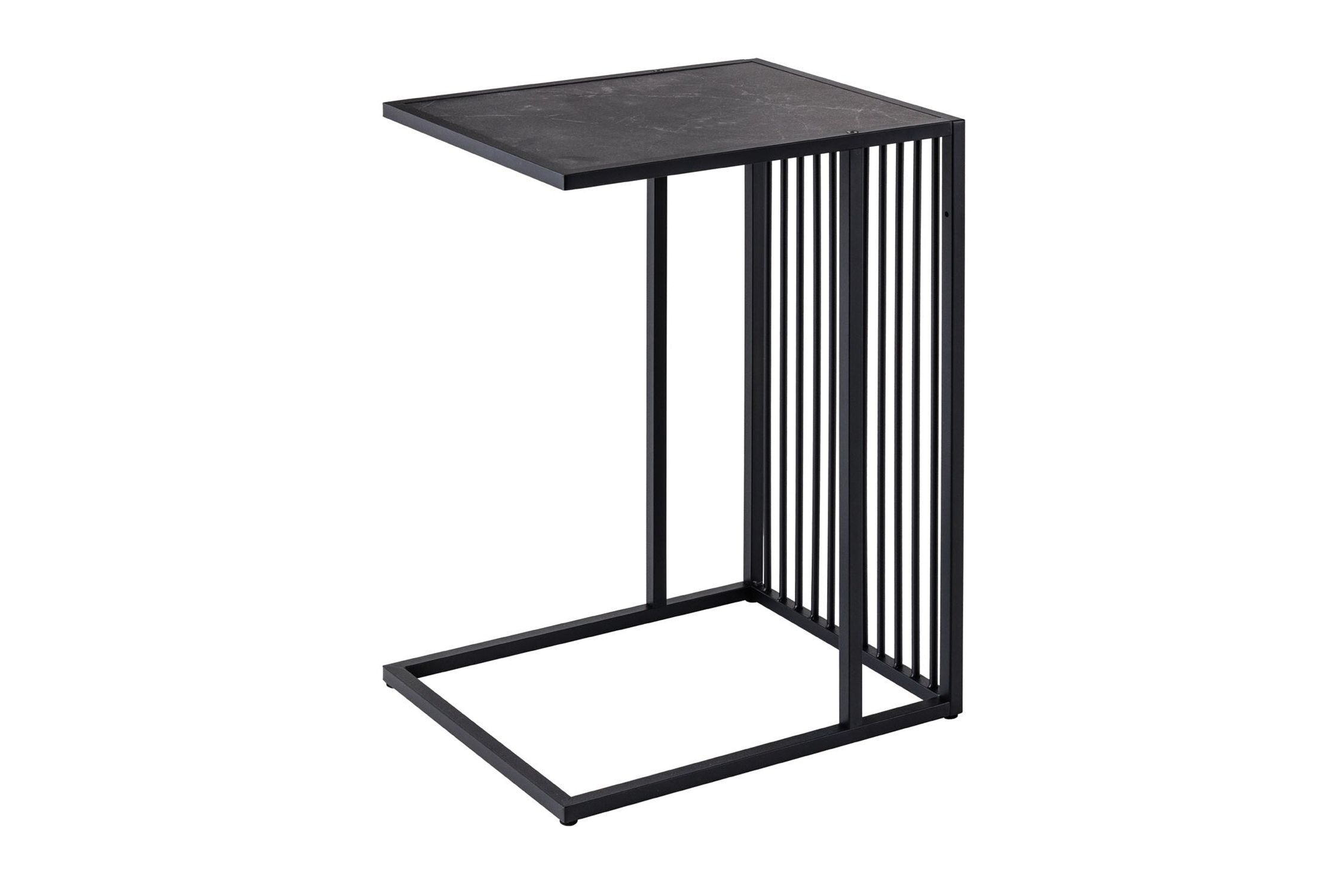 Beistelltisch in Schwarz 35 x 43 cm Marmor Optik C-Form