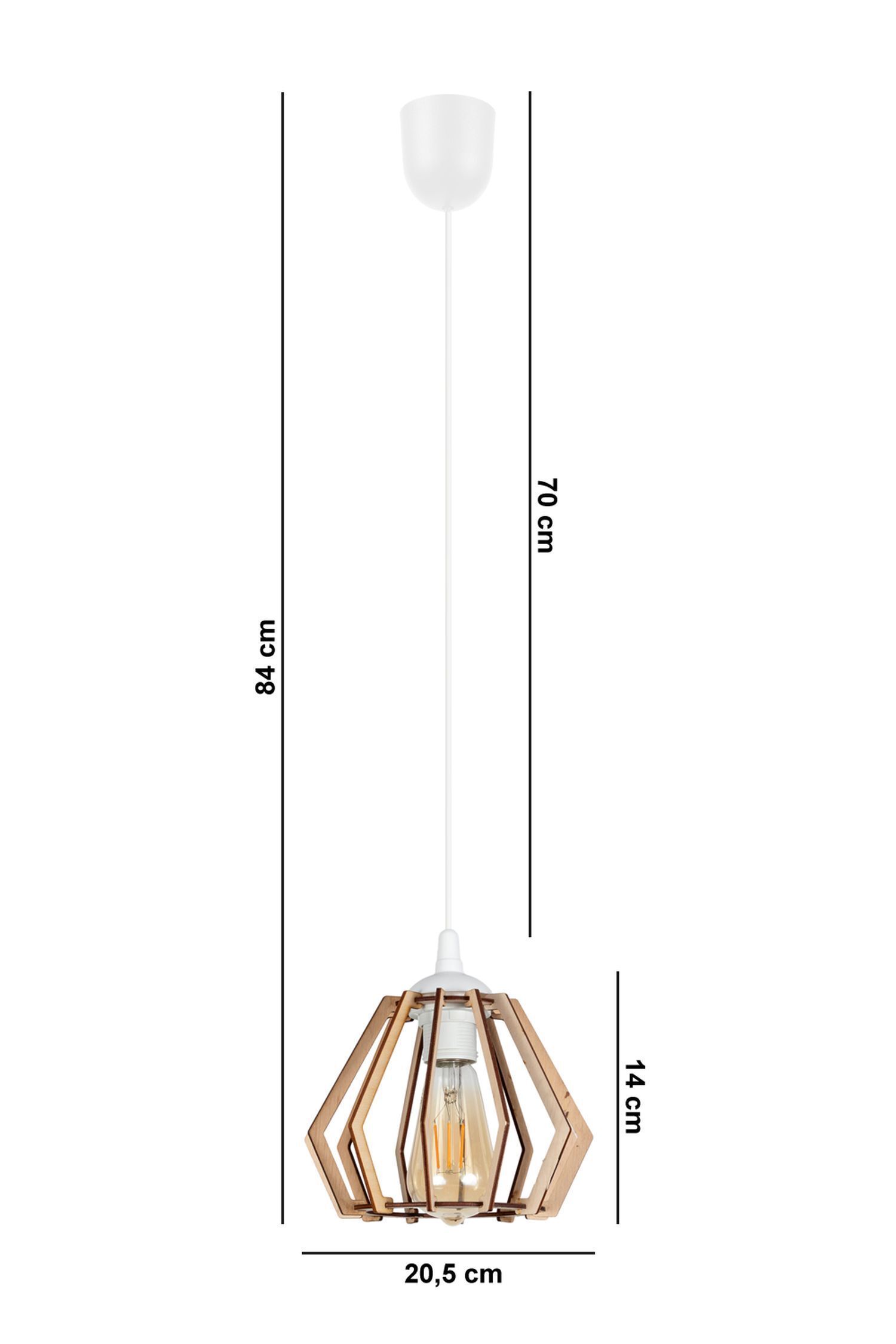 Gemütliche Hängelampe Weiß Natur Holz E27 B:20,5 cm