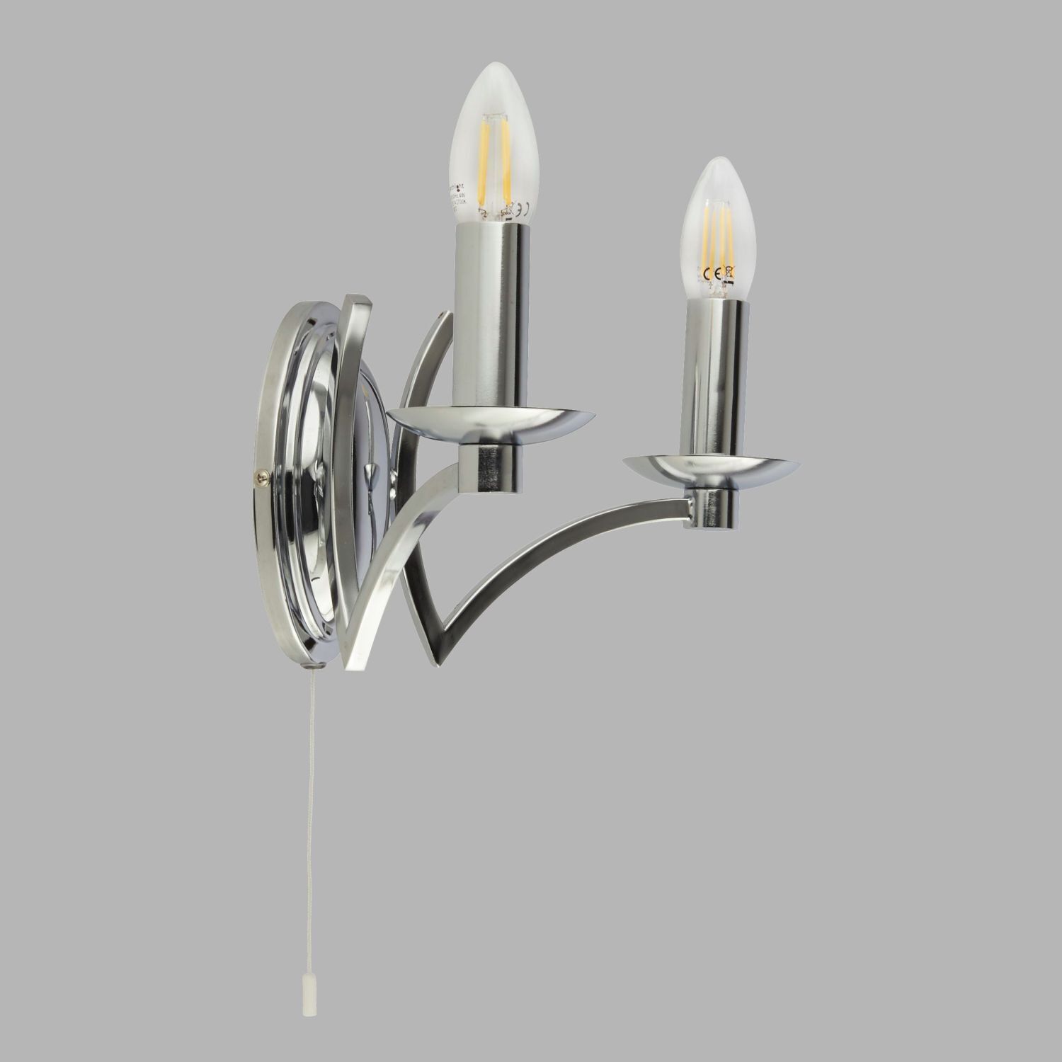 Wandlampe mit Schalter Chrom 2-flammig E14 B: 32,5 cm