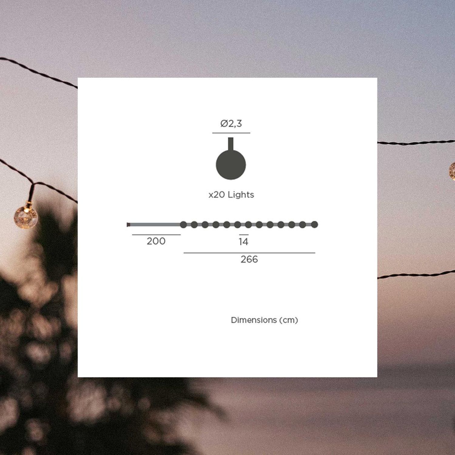 LED Lichterkette außen Solar IP44 266,6 cm lang 1800 K Text, Visitenkarte, Papier