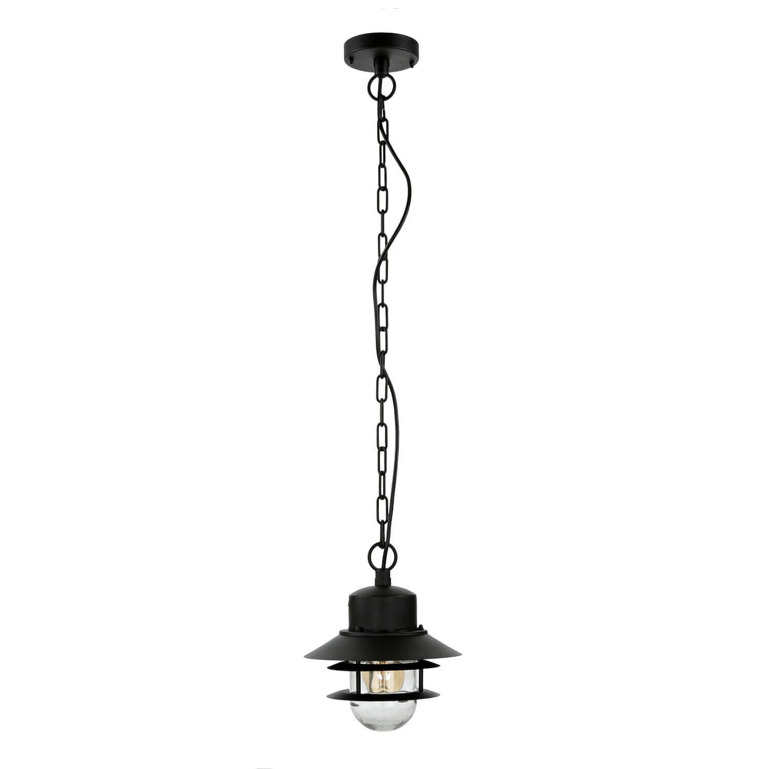 Außenleuchte IP44 E27 Schwarz Glas Edelstahl Maritim Lampe, Kronleuchter