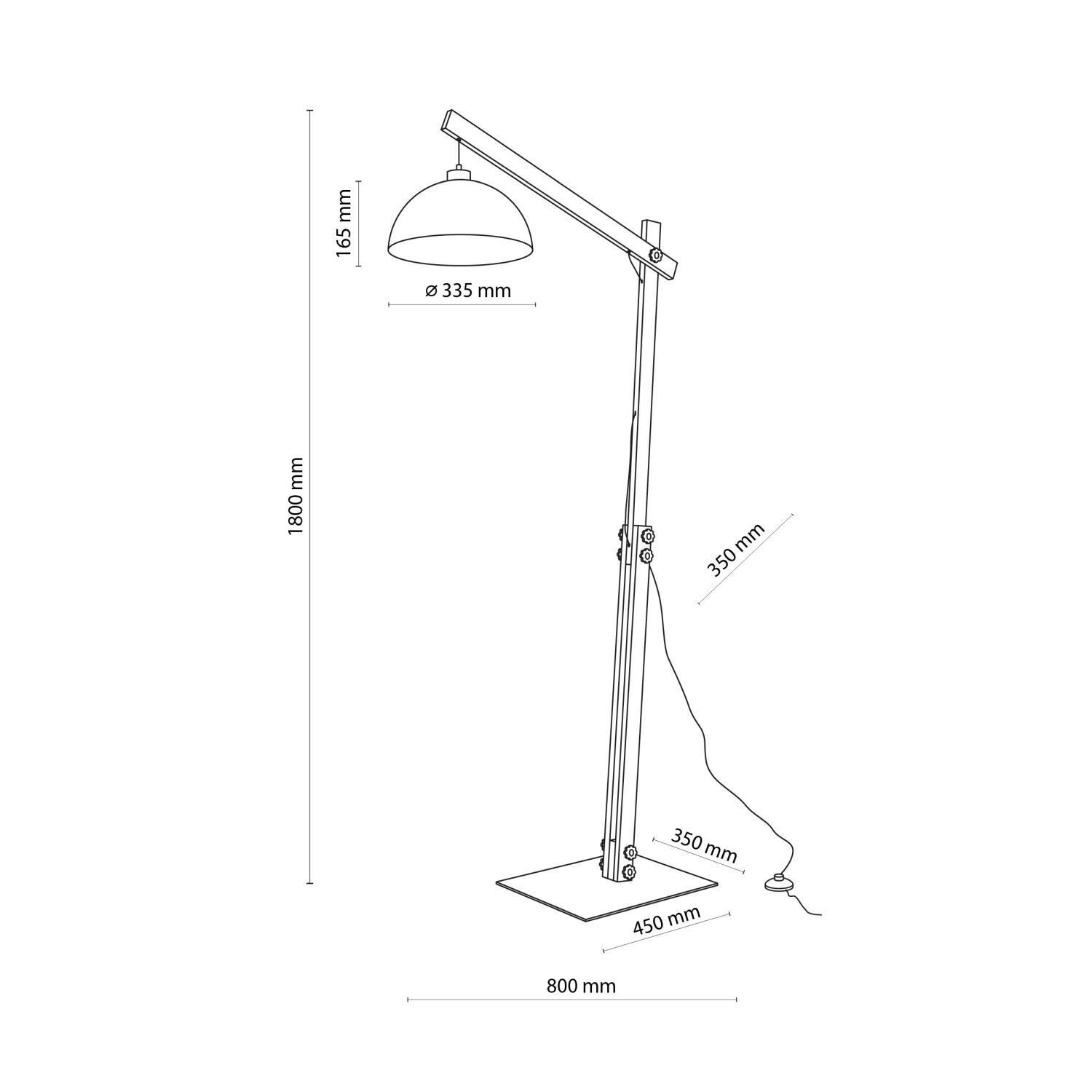 Stehleuchte verstellbar 180 cm hoch Gelenk Holz Metall E27