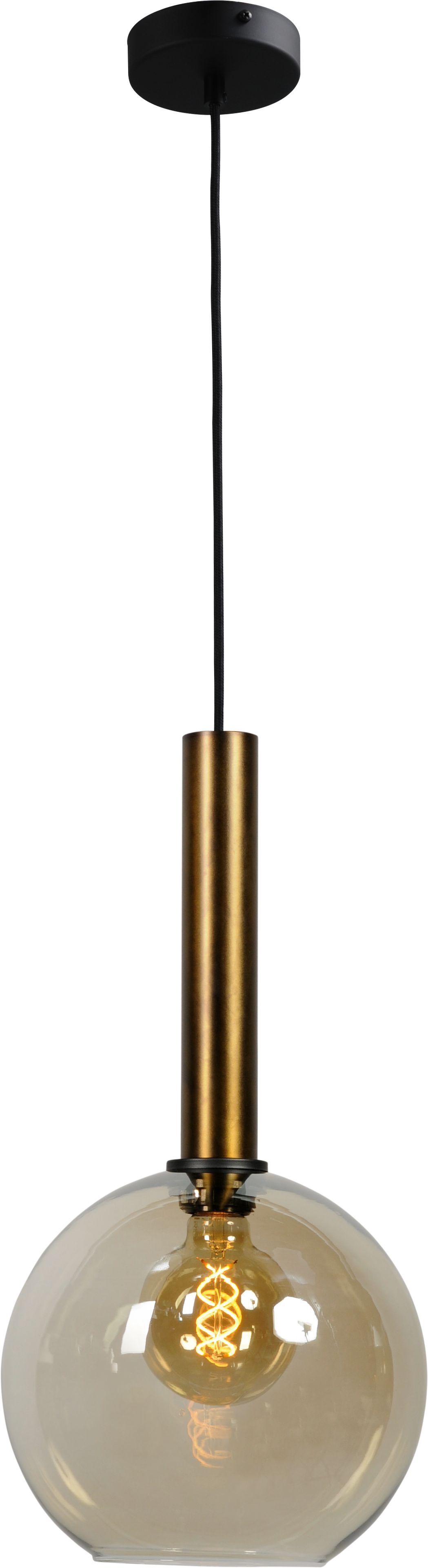 Pendelleuchte Messing Schwarz Ø 25 cm Kugel Glas Metall