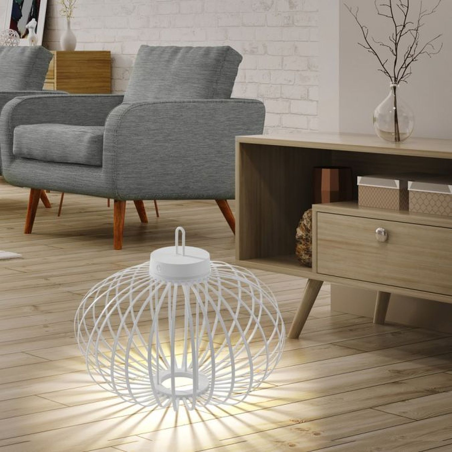 LED Akku Tischlampe IP44 Weiß dimmbar Touch 37 cm 2 W Kaffeetisch, Mobiliar, Tabelle, Lampe, Fußboden