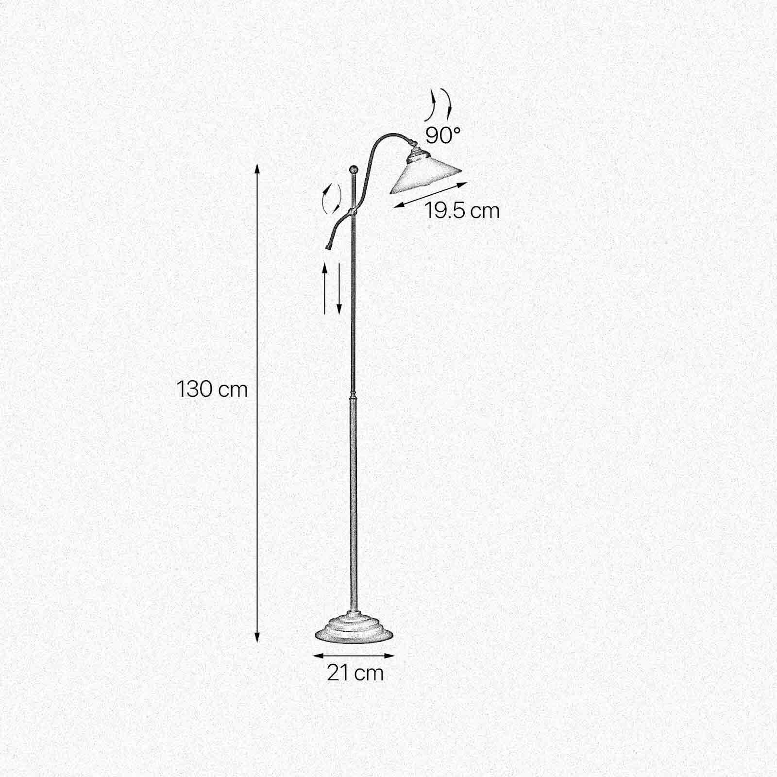 Stehleuchte klein 130 cm E27 Messing Glas Rustikal