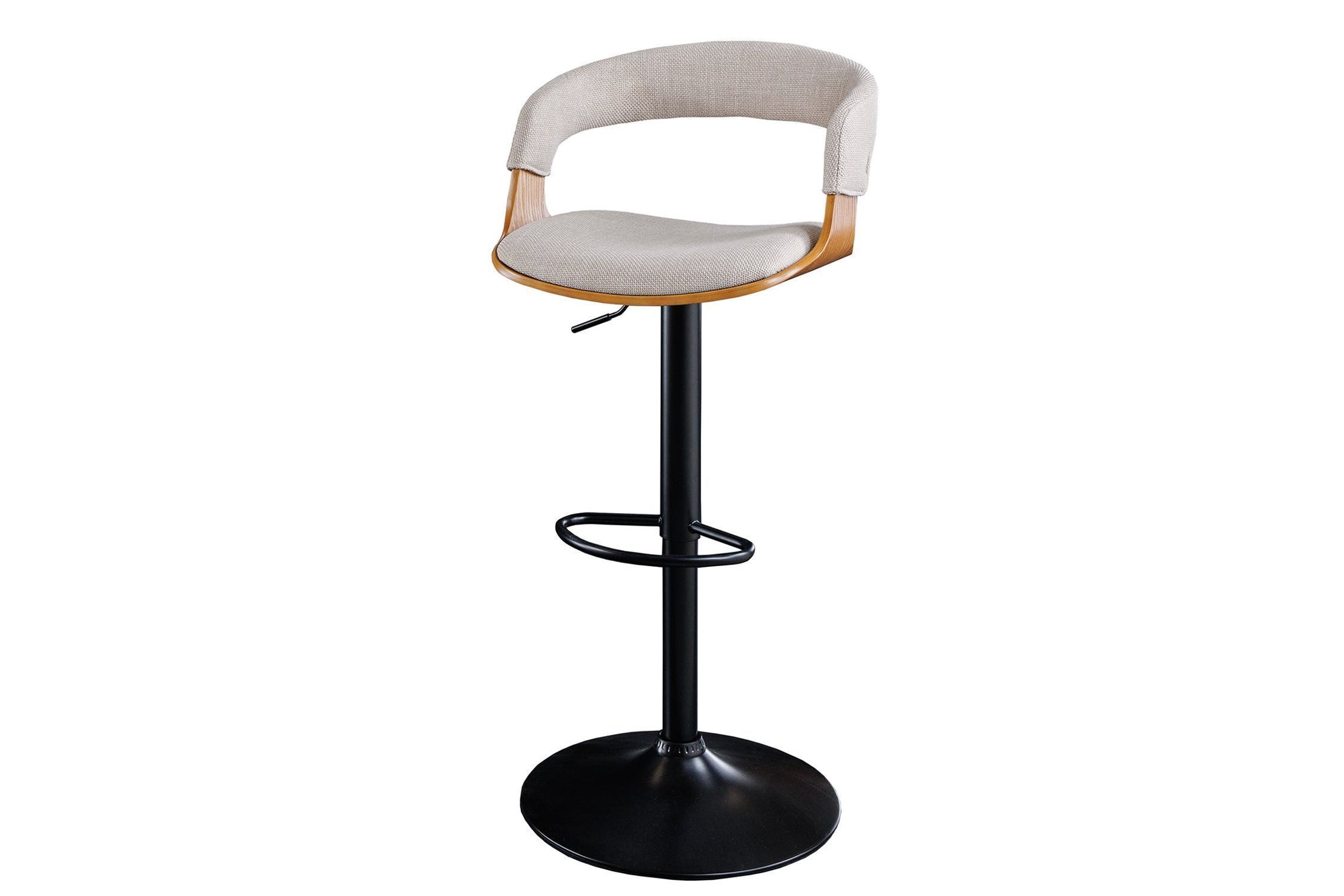Barhocker höhenverstellbar Stoff Holzfurnier in Beige Natur