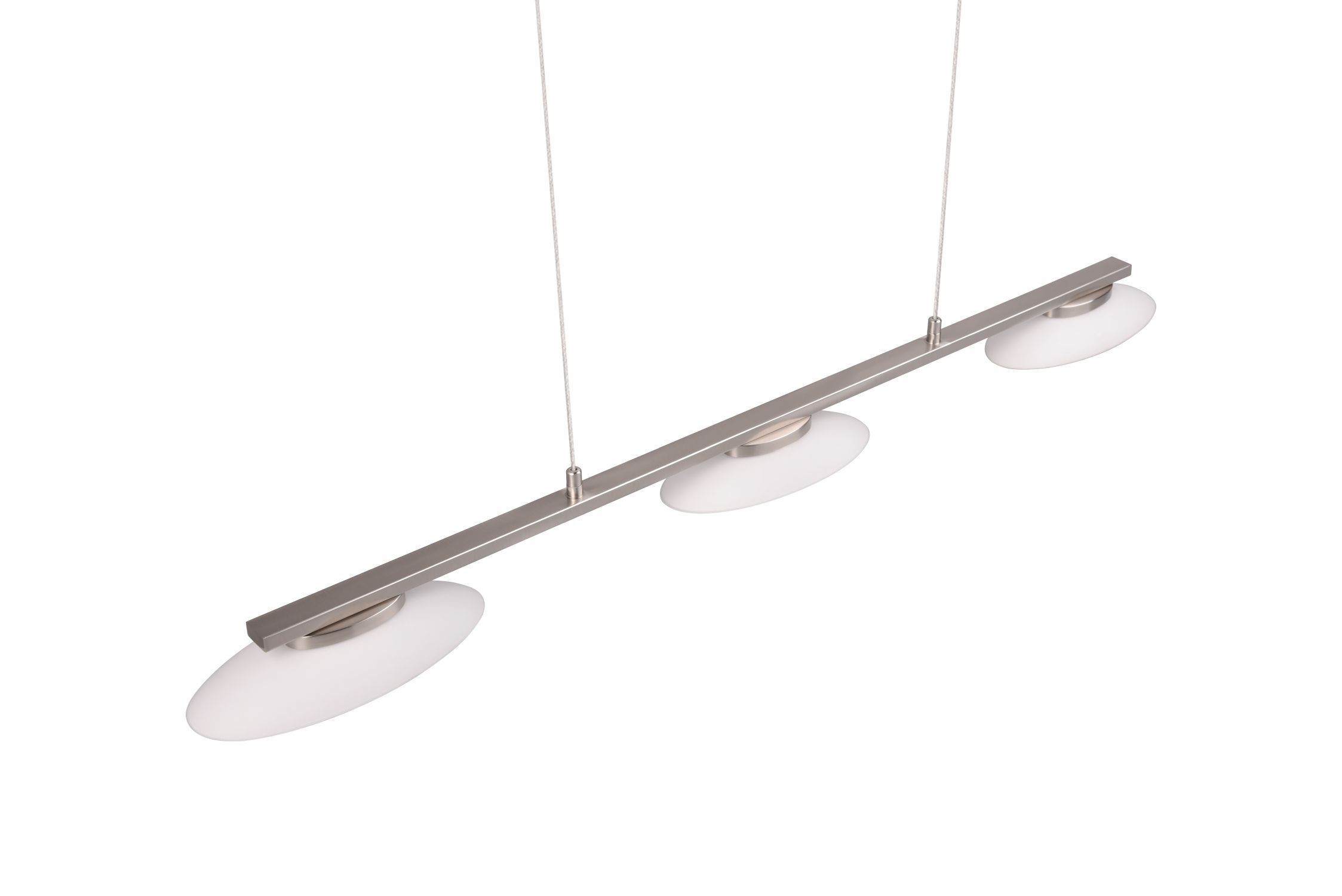 LED Hängeleuchte Metall Glas Nickel 3-flammig 102 cm Leuchter, Lampe, Deckenleuchte, Leuchte, Deckenventilator
