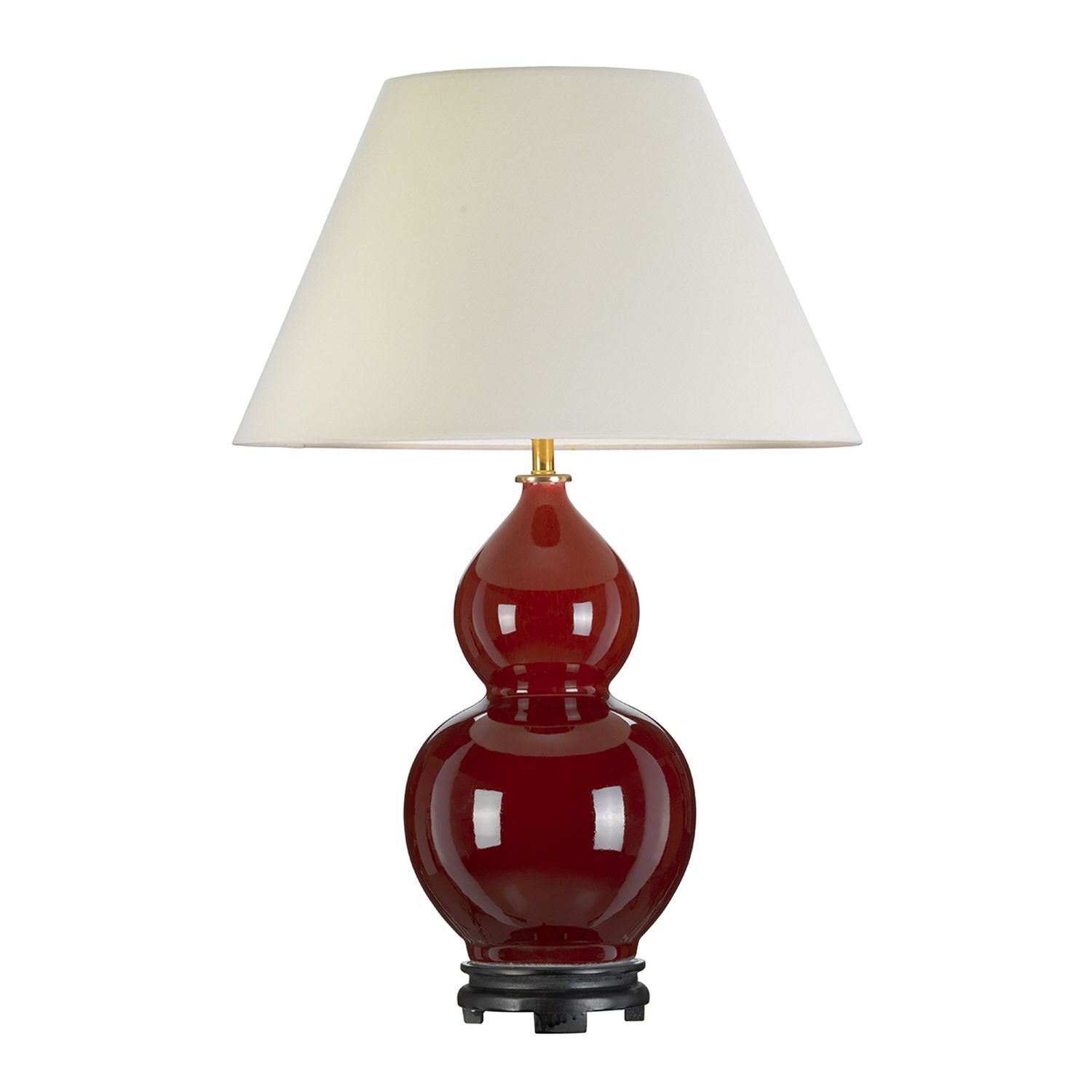 Tischlampe Keramik Stoff 64 cm in Rot Ecru Klassisch