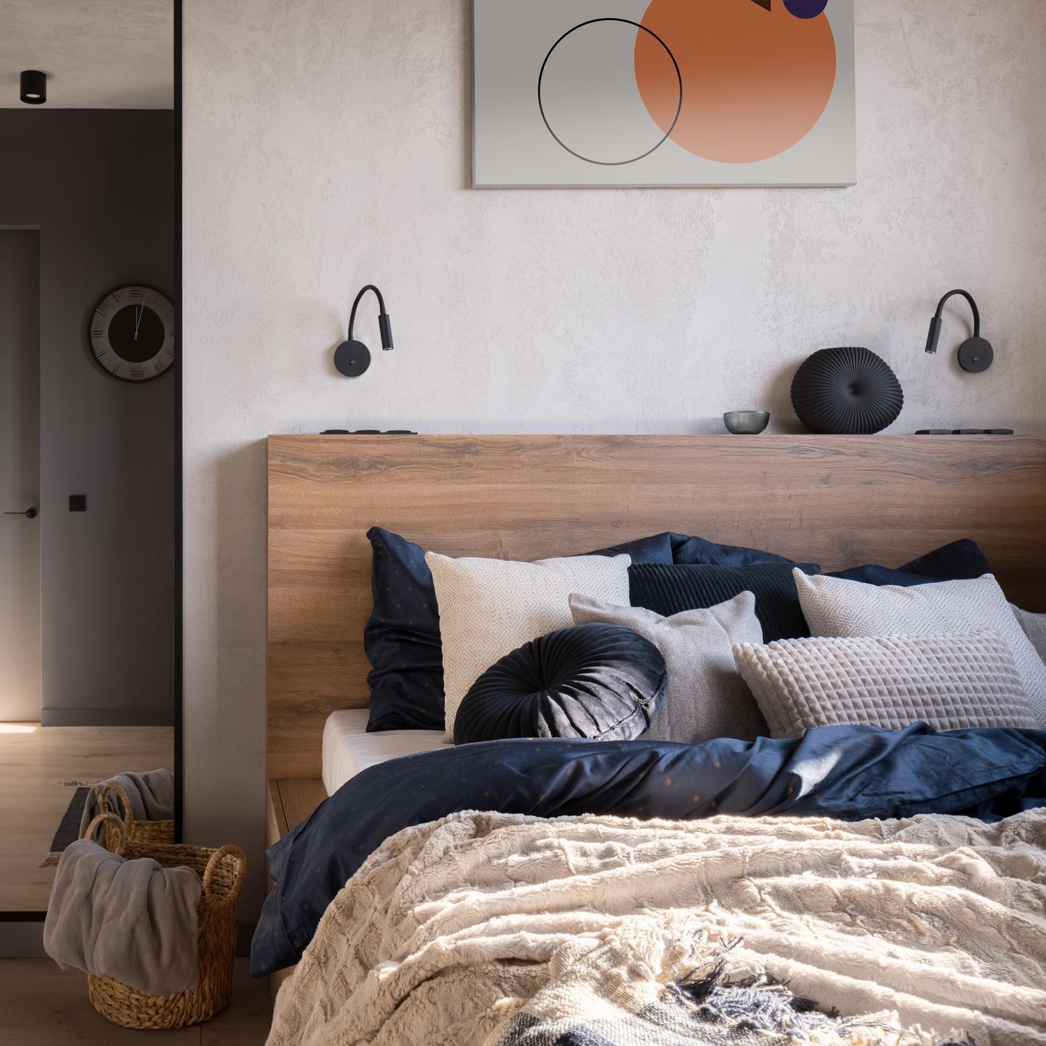 Innenarchitektur, Inneneinrichtung, Kissen, Bett, Lampe