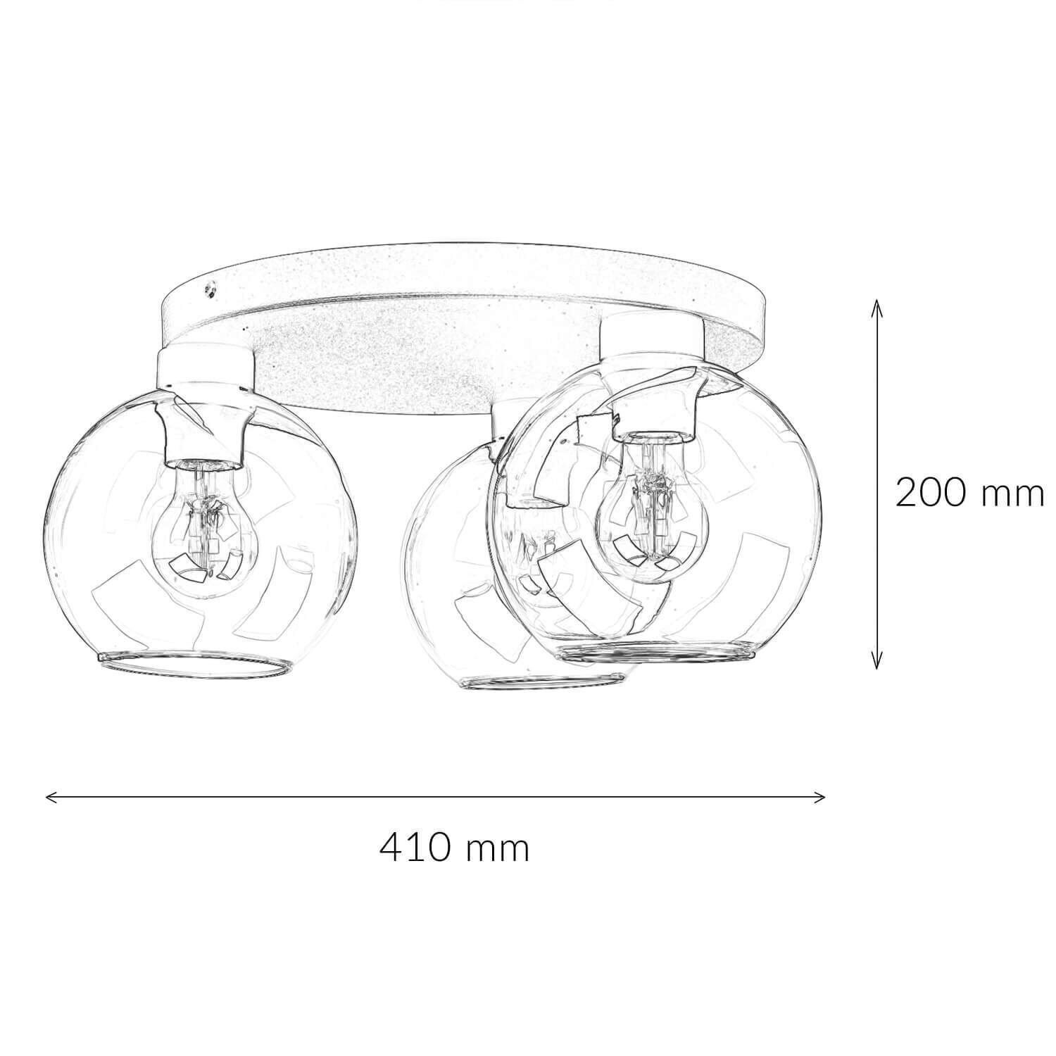 Deckenleuchte Glas in Graphit 3xE27 Lampe KALETE