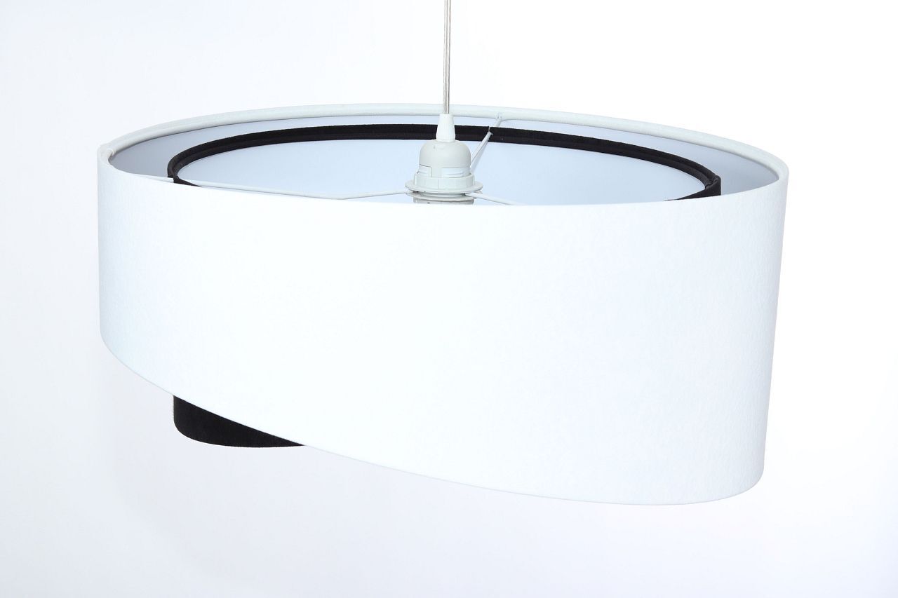 Hängelampe Weiß Schwarz E27 rund Ø 50 cm Stoff Veloursoptik