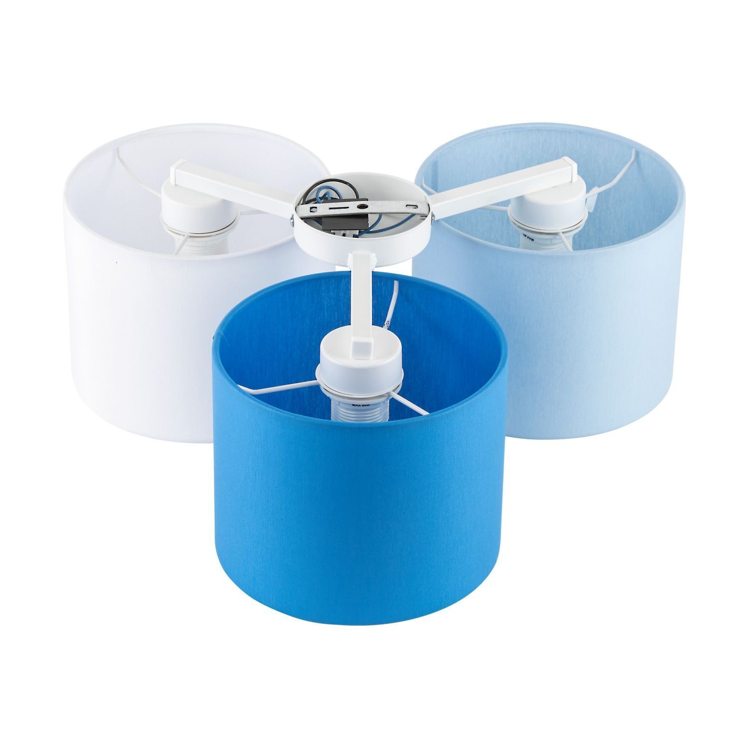 Kinderzimmerlampe Blau Weiß 3-flammig Stoff E27 Decke Gerät, Deckenventilator, Elektrisches Gerät