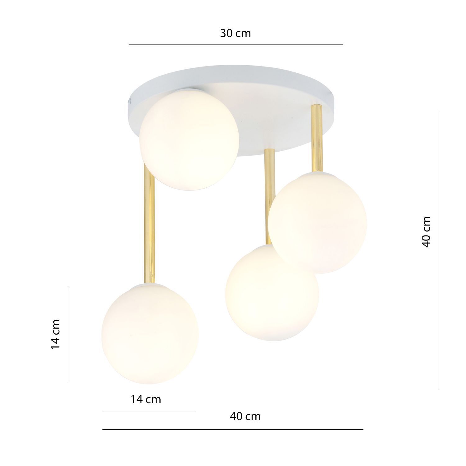 Deckenlampe Kugel Schirme Glas Metall E14 Weiß Gold