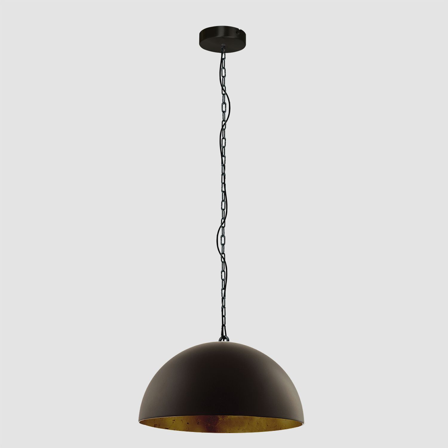 Runde Hängelampe Metall in Schwarz Gold 50 cm Modern