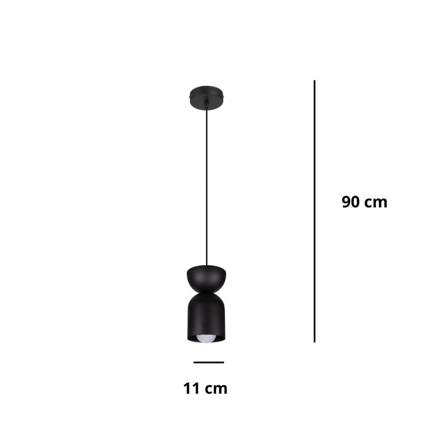 Runde Hängeleuchte Schwarz Metall Ø11 cm Minimalistisch Lampe