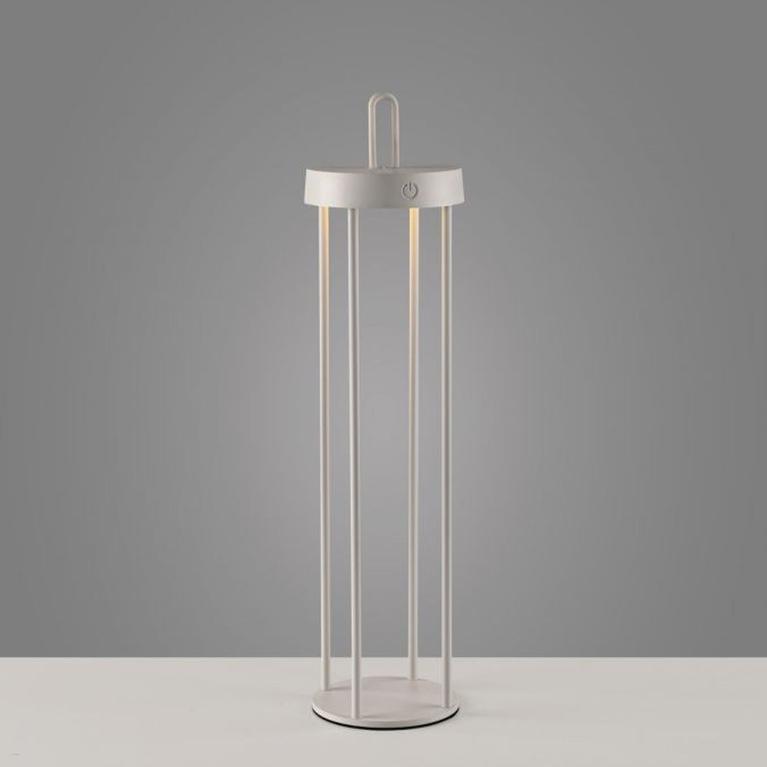 LED Akku Tischlampe Metall dimmbar IP44 2700 K Greige