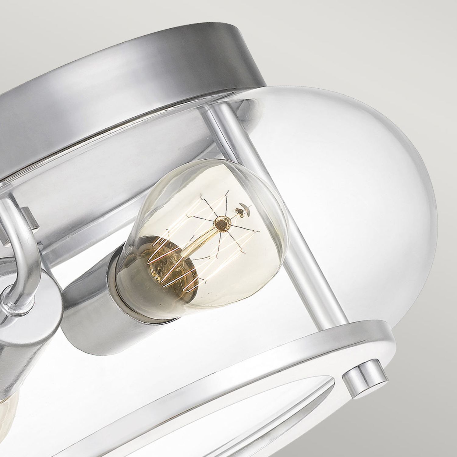 Deckenleuchte Metall Glas Ø 30,5 cm IP44 Chrom Bad Licht