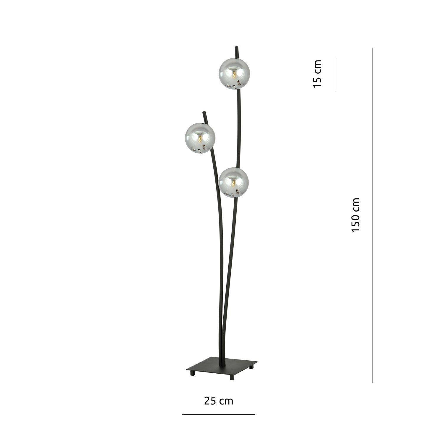 Stehleuchte klein 150 cm Schwarz Graphit E14 3-flammig Lampe