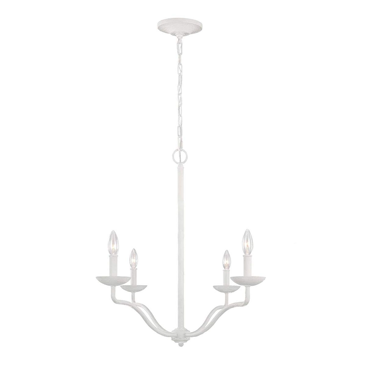 Weißer Kronleuchter Metall 61 cm breit für 4x E14 Landhaus Stil Leuchter, Lampe