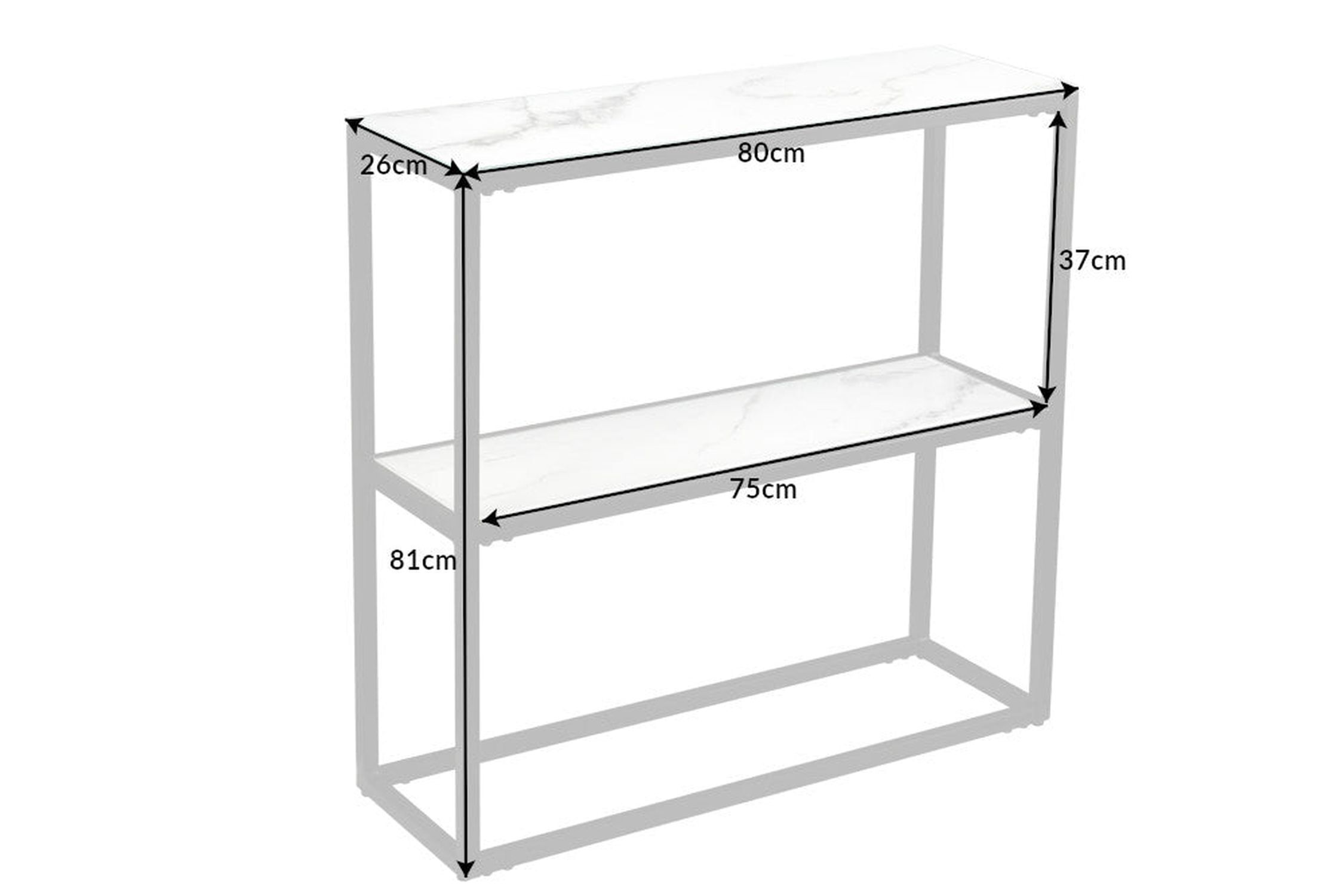 Konsolentisch Hartglas Metall in Weiß Schwarz 80 cm